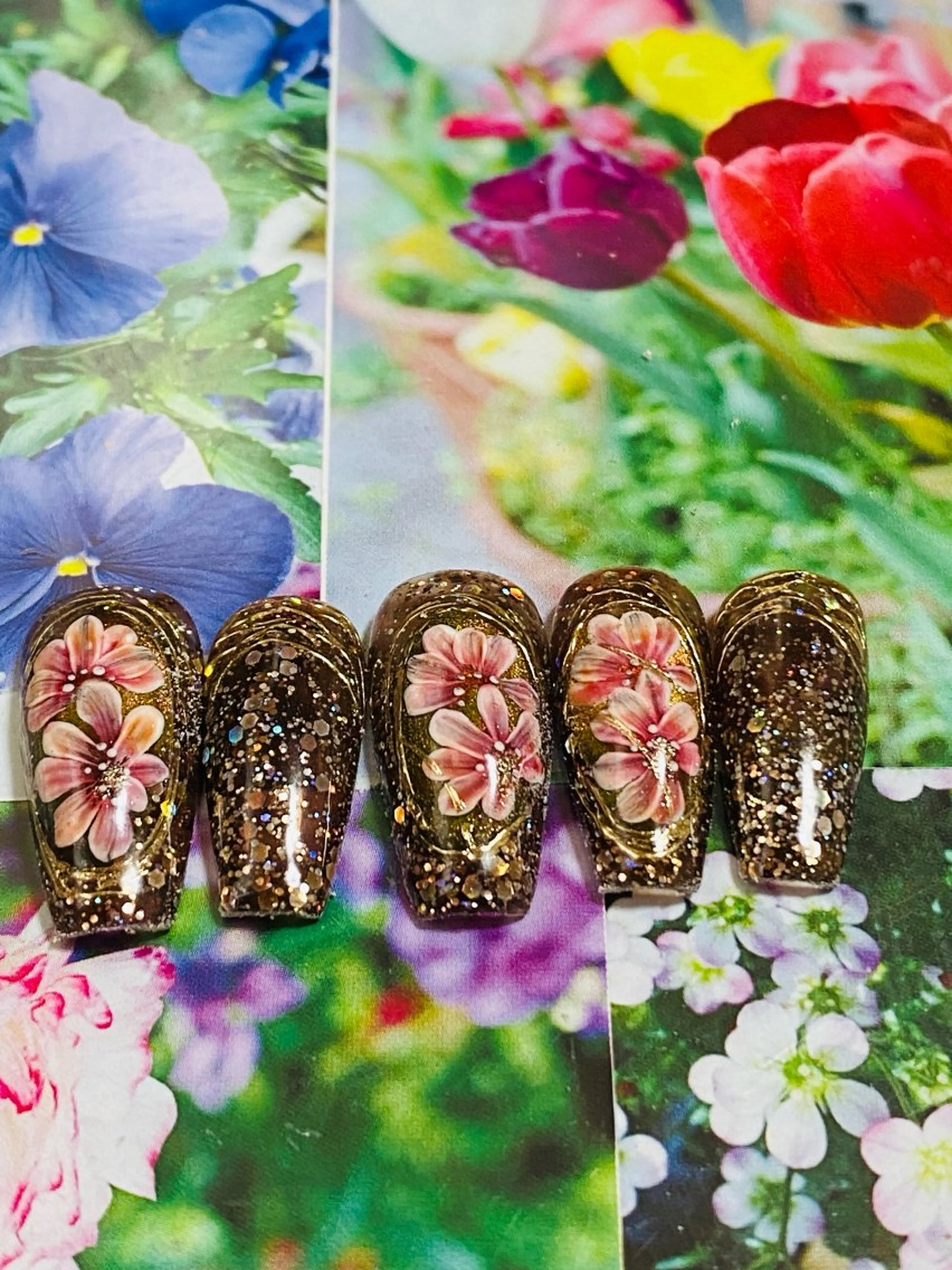 ネイル アートネイル フラワーネイル 自宅ネイルサロン ♦️nuance♦️のネイルデザイン