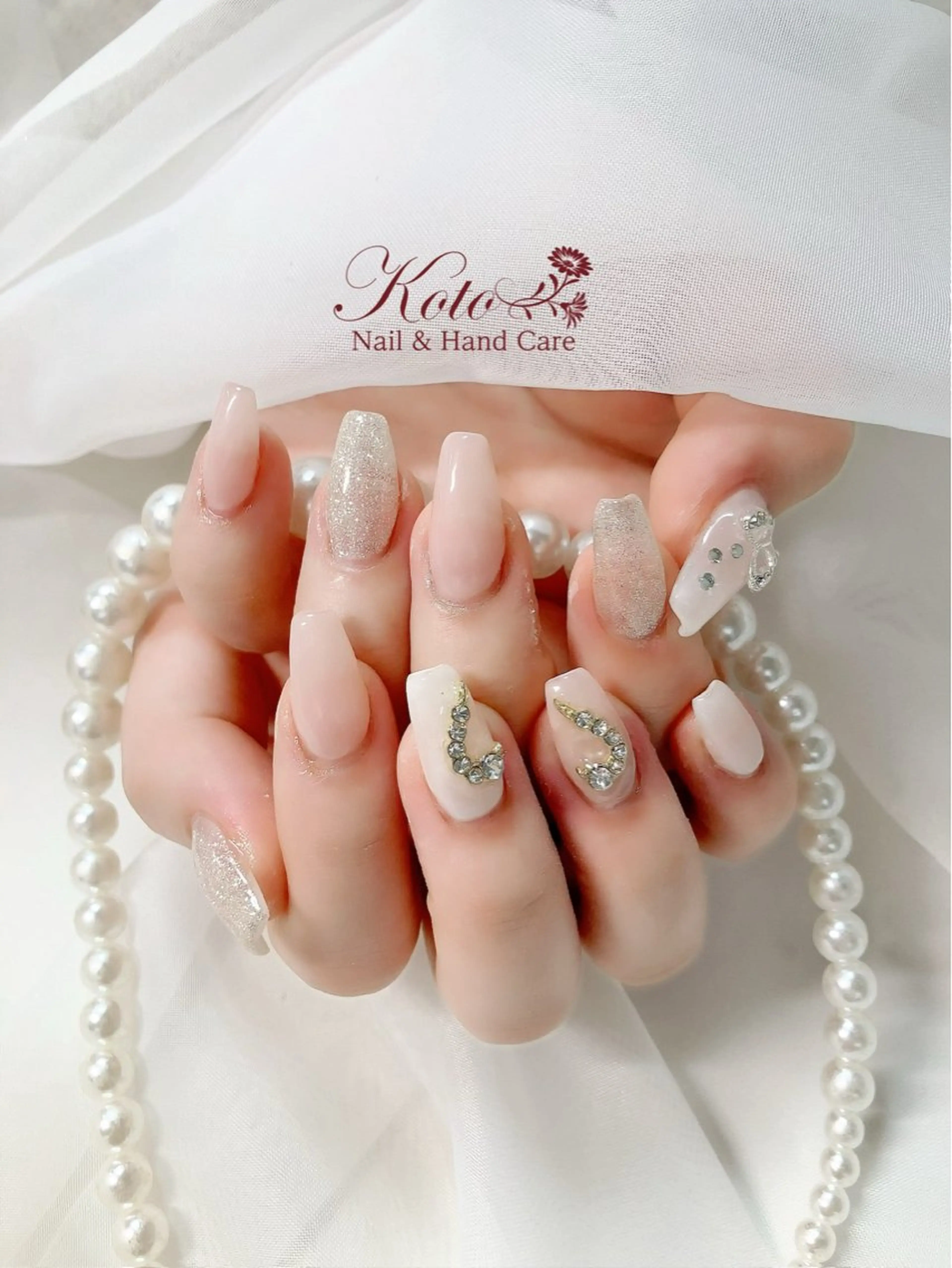 ネイル 長さ出し ジェルネイル ハート 持ち込み ニュアンスネイル ハンドネイル Nail Salon KOTOのネイルデザイン