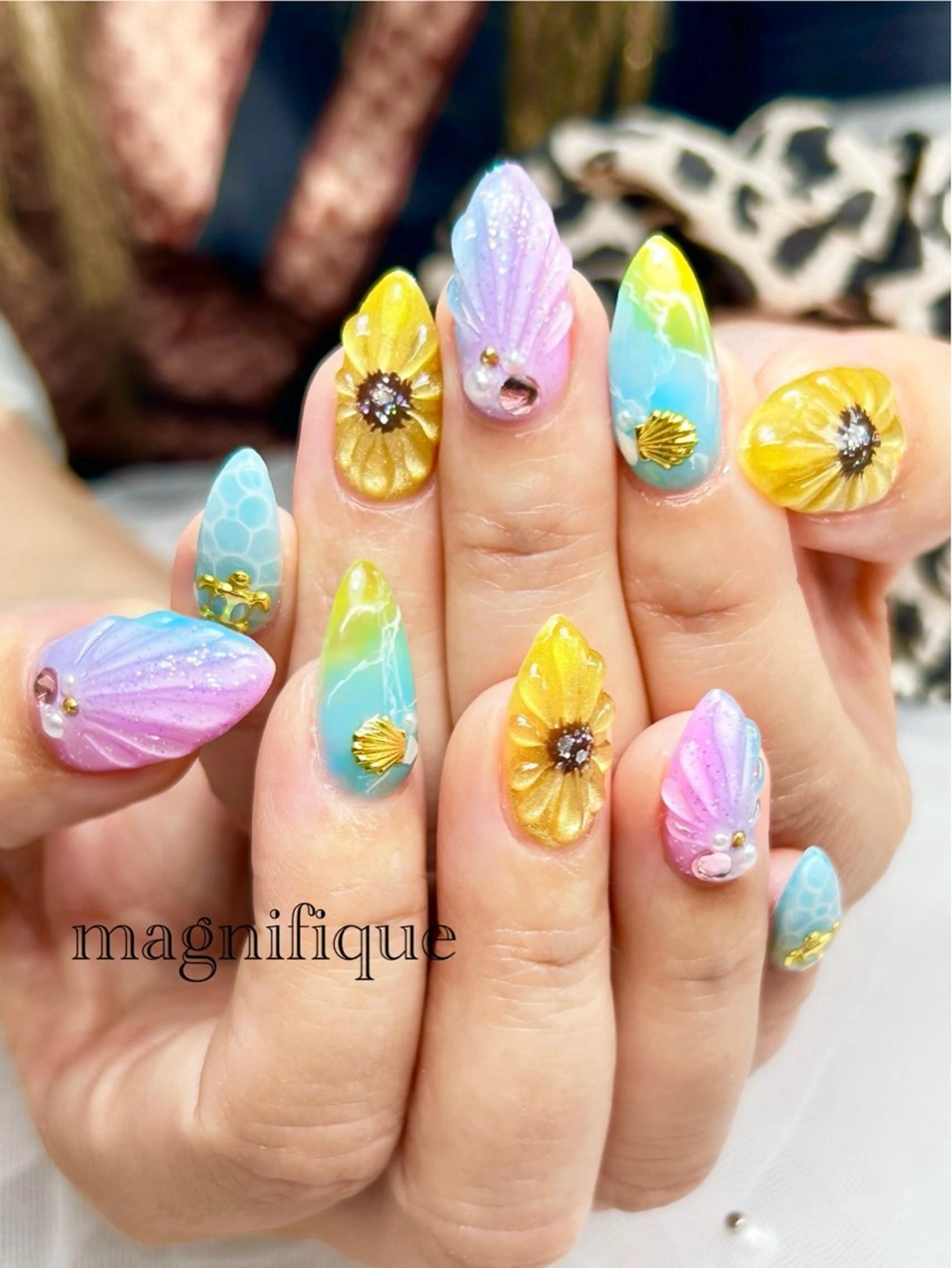 ネイル アートネイル ロングネイル ショートネイル 夏ネイル ハンドネイル プライベートサロン マニフィークのネイルデザイン