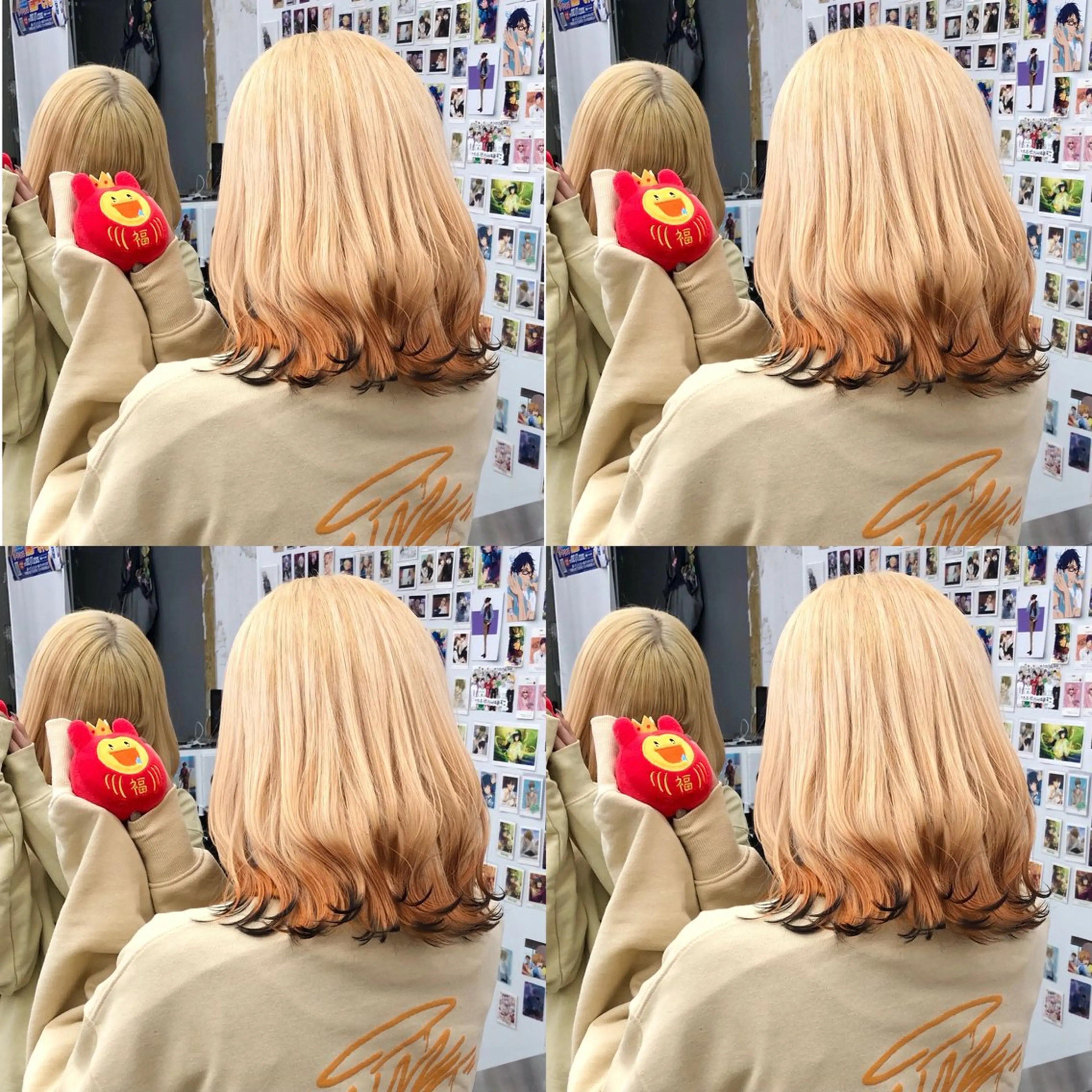 全頭ブリーチ(２回)+オンカラー(複数色)【推しカラー/ケアブリーチ/アニメカラー/エンドカラー/キツネカラー】の写真