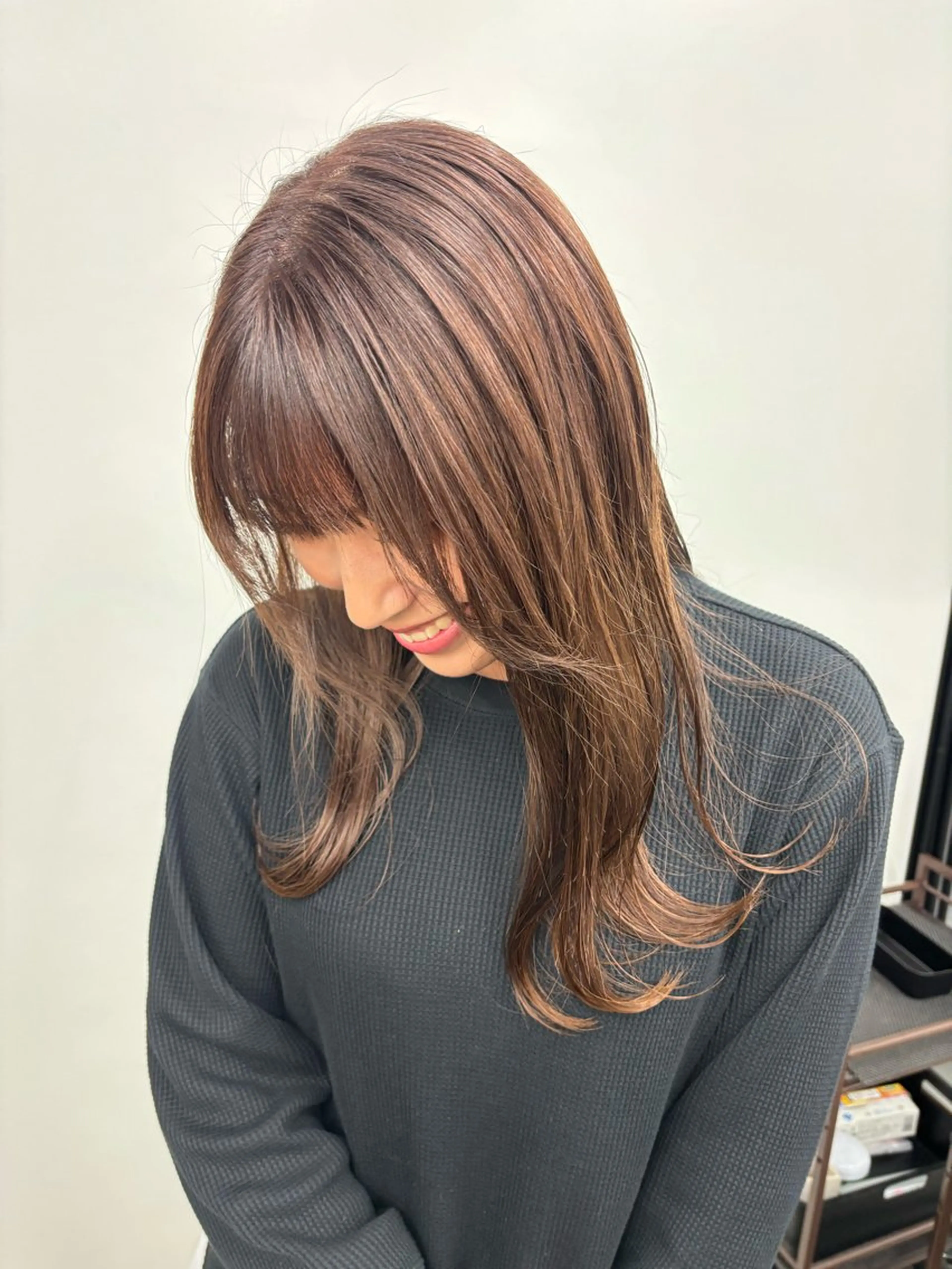 セミロング ピンクブラウン カット ヘアカラー トリートメント カラーモデル募集中 🪽naoのヘアスタイル