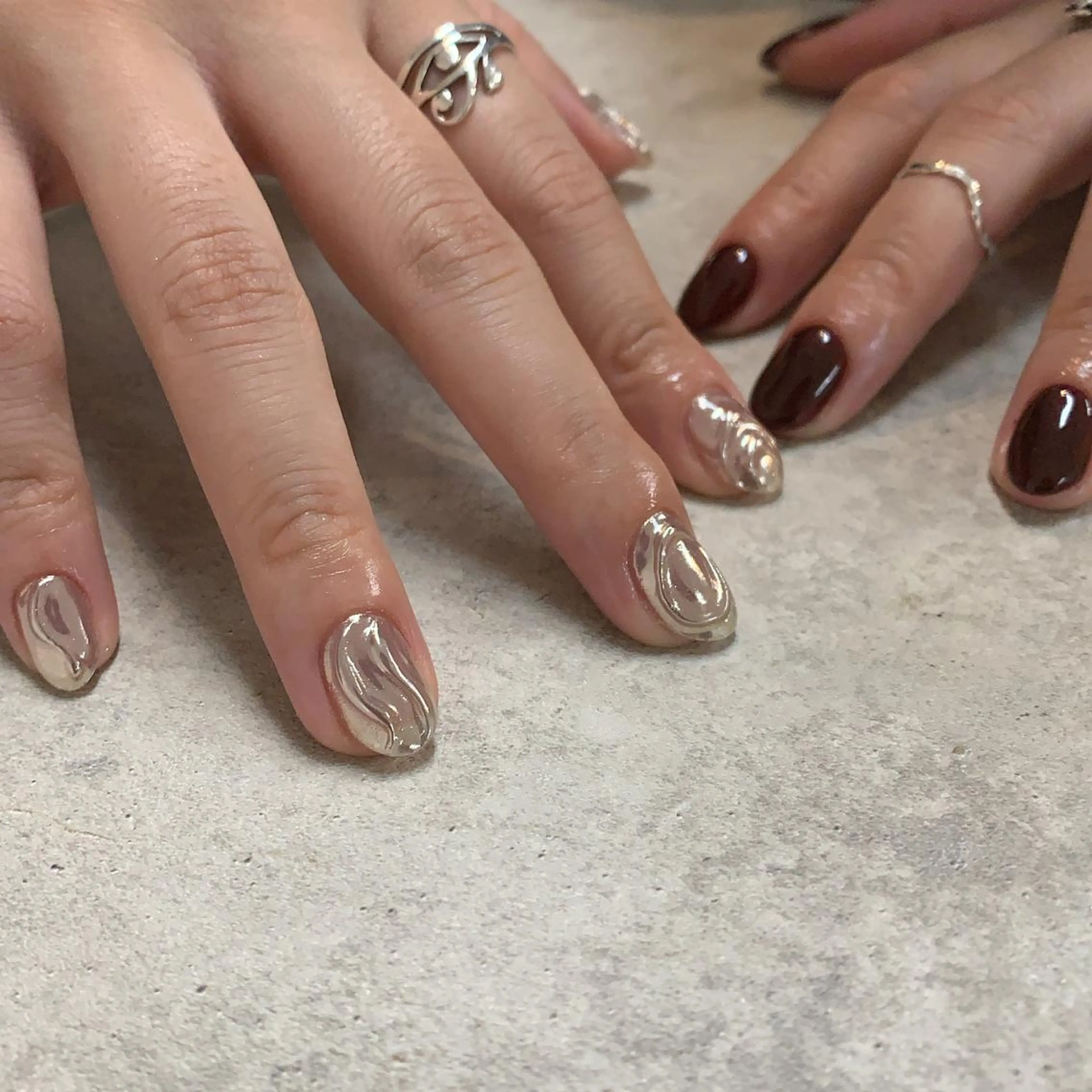 ネイル ミラーネイル ワンカラーネイル ハンドネイル アトリエ １０３のネイルデザイン