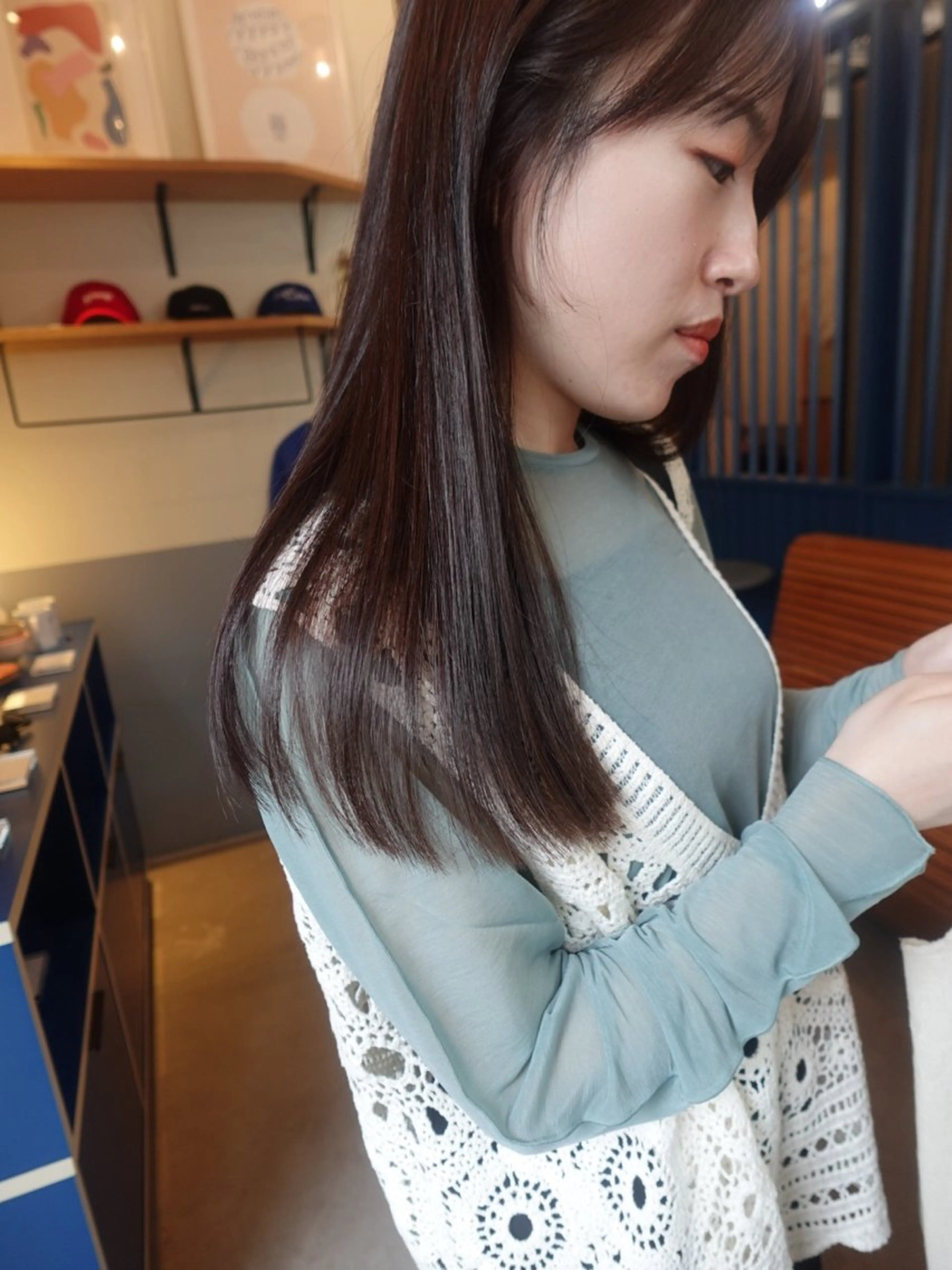 セミロング カラー 透明感カラー ヘアカラー Stoop所属・momo /ボブ/パーマのヘアスタイル