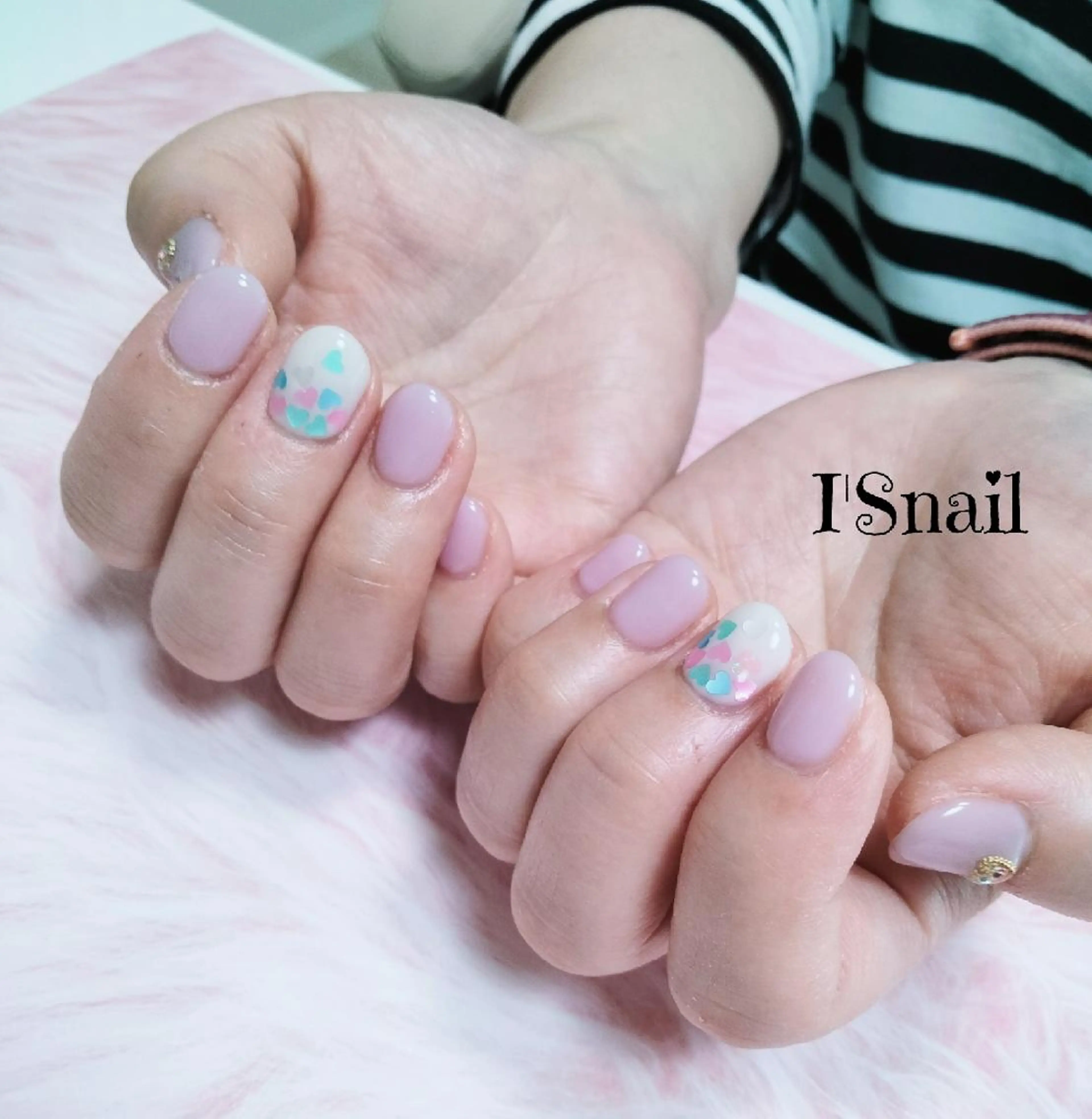 ネイル ハート ホログラムネイル I'S nail 佐野のネイルデザイン