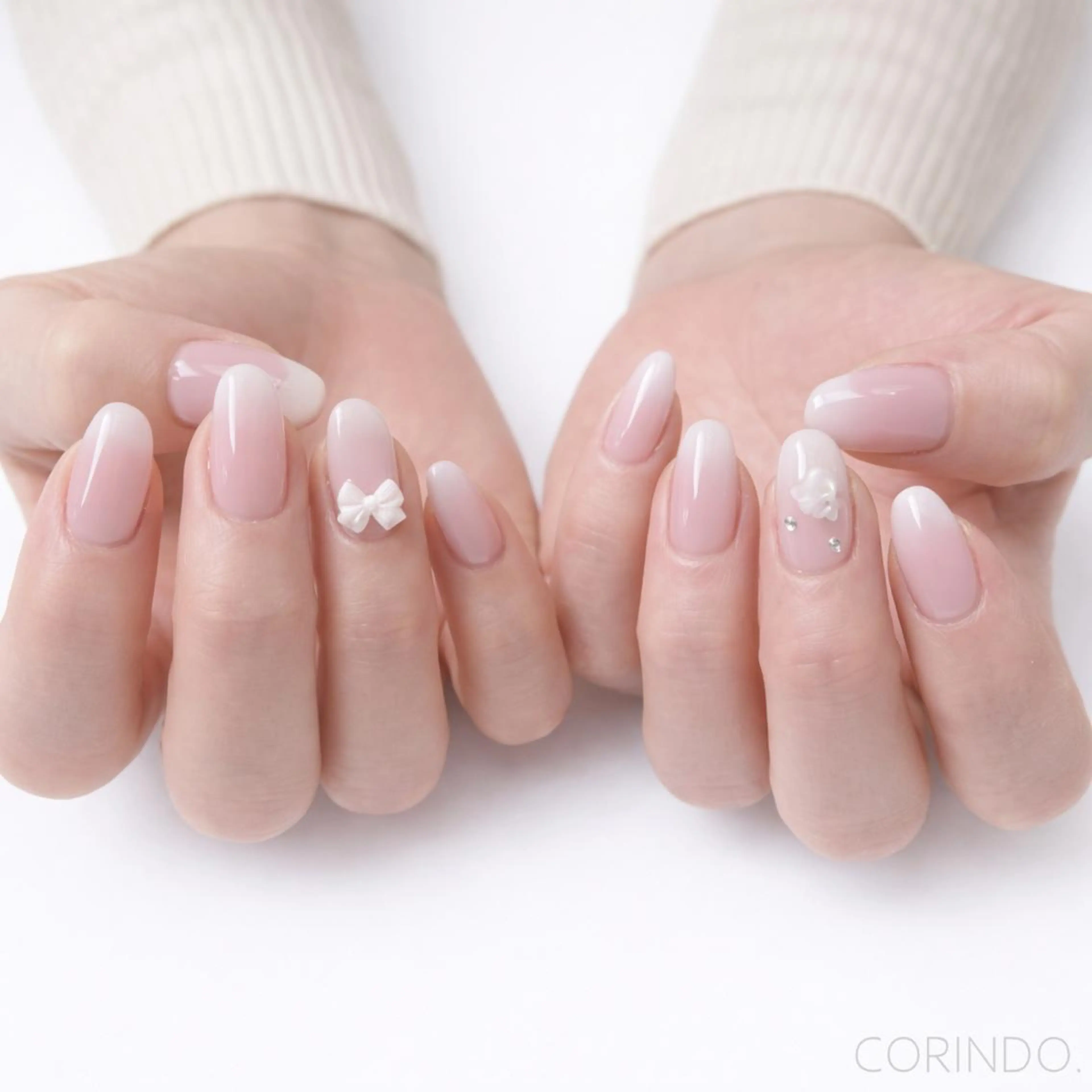 ネイル グラデーション ピンク リボン ハンドネイル 🌸PC診断×ネイル 垢抜け専門 SARAのネイルデザイン