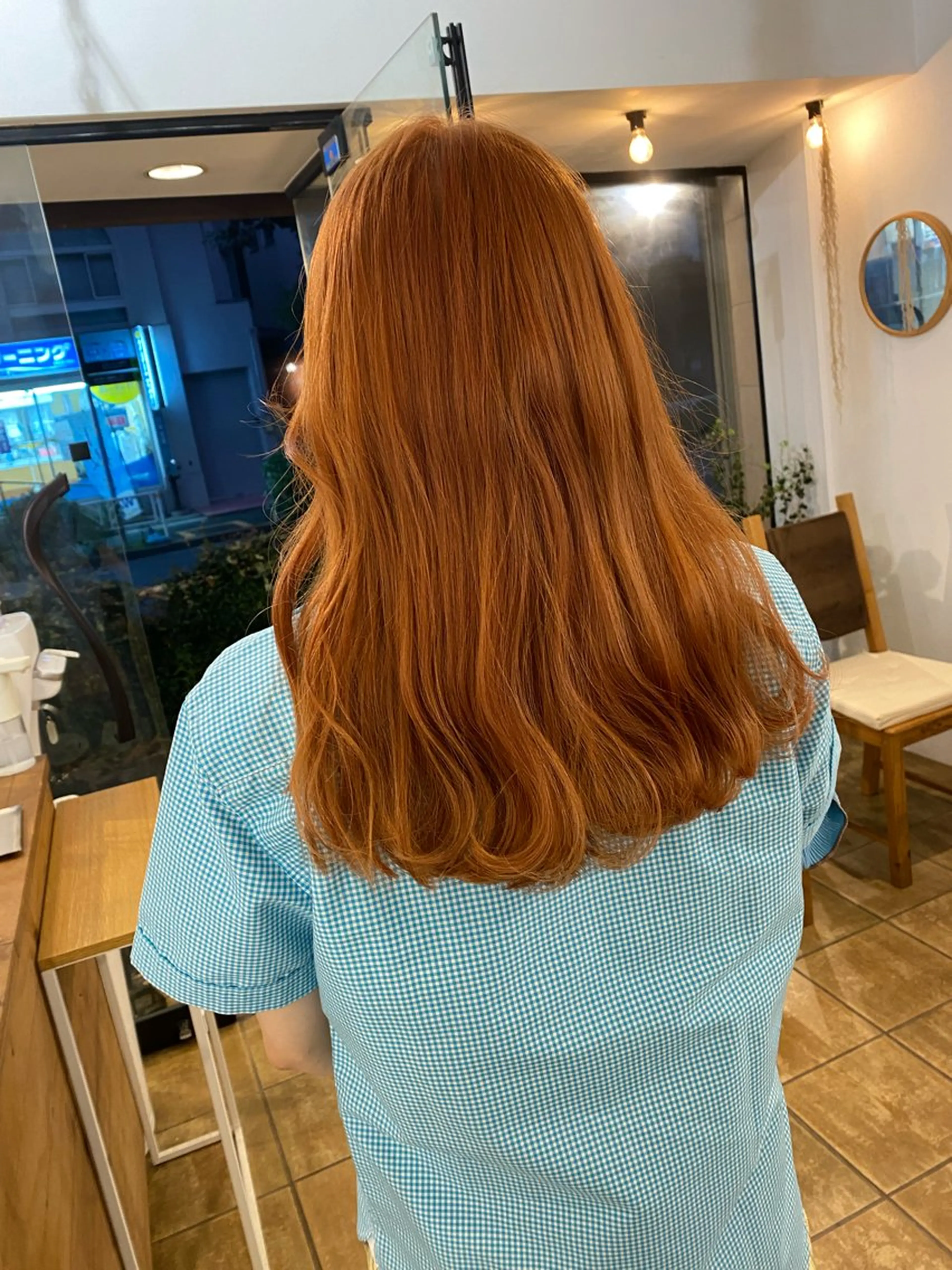 セミロング カラー ベージュカラー オレンジ オレンジベージュ Joule銀座 石山あやのヘアスタイル