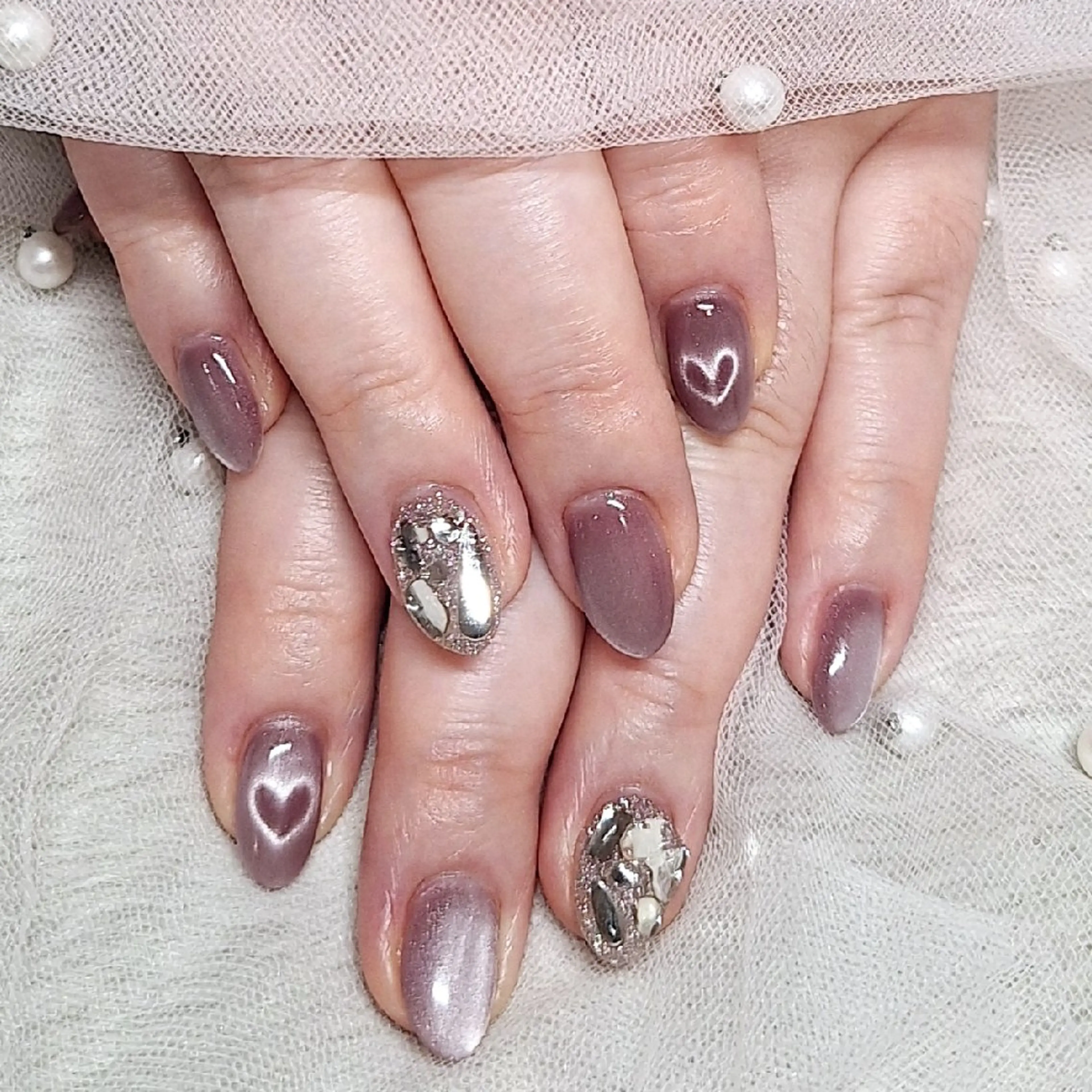 ネイル ハート マグネットネイル Nami 自由が丘のネイルデザイン