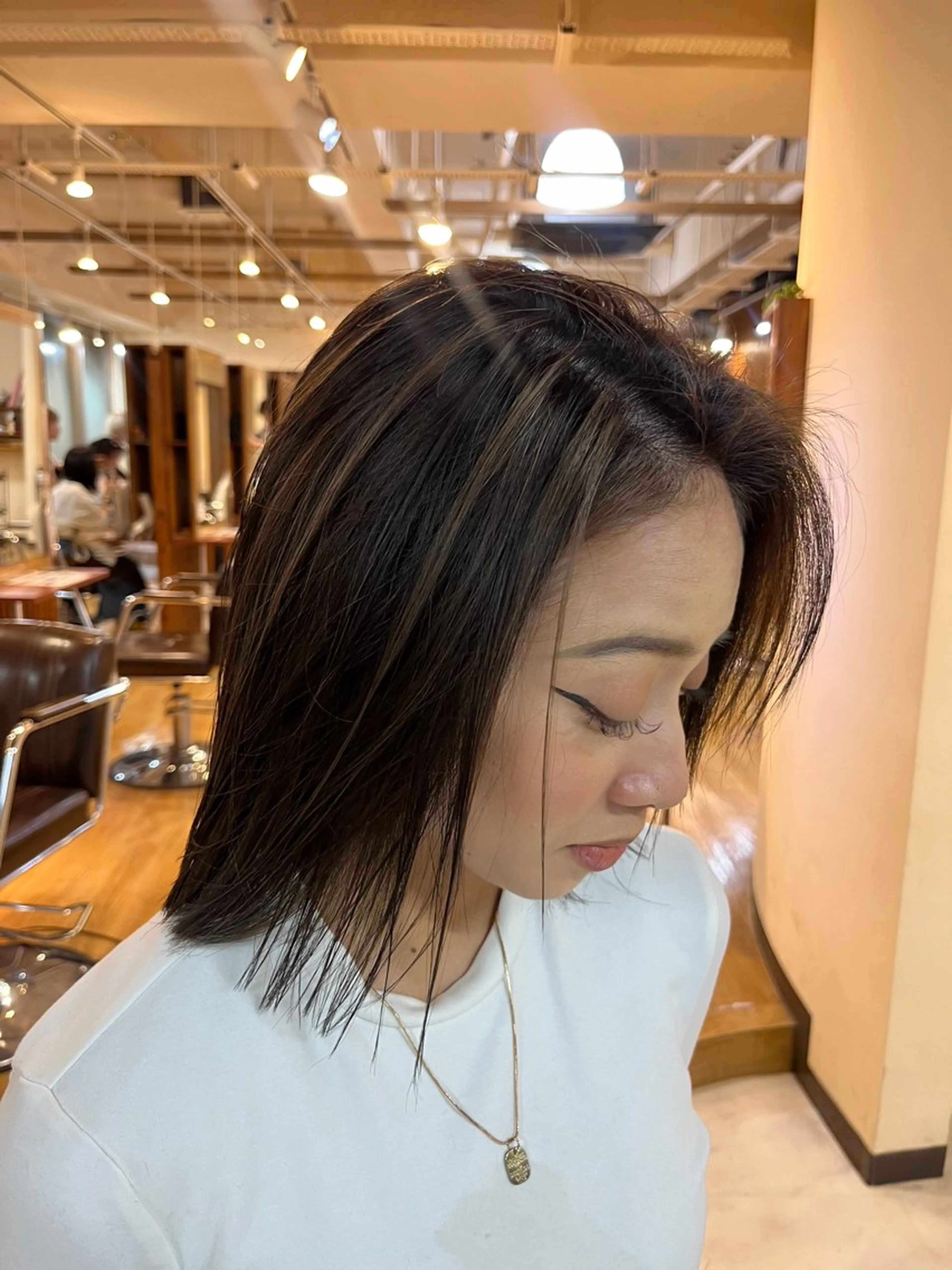 ショート カラー ブリーチ ハイライトカラー オレンジ ハイライト カット ヘアカラー デザインカラー／ ハイトーン／竹井俊介のヘアスタイル