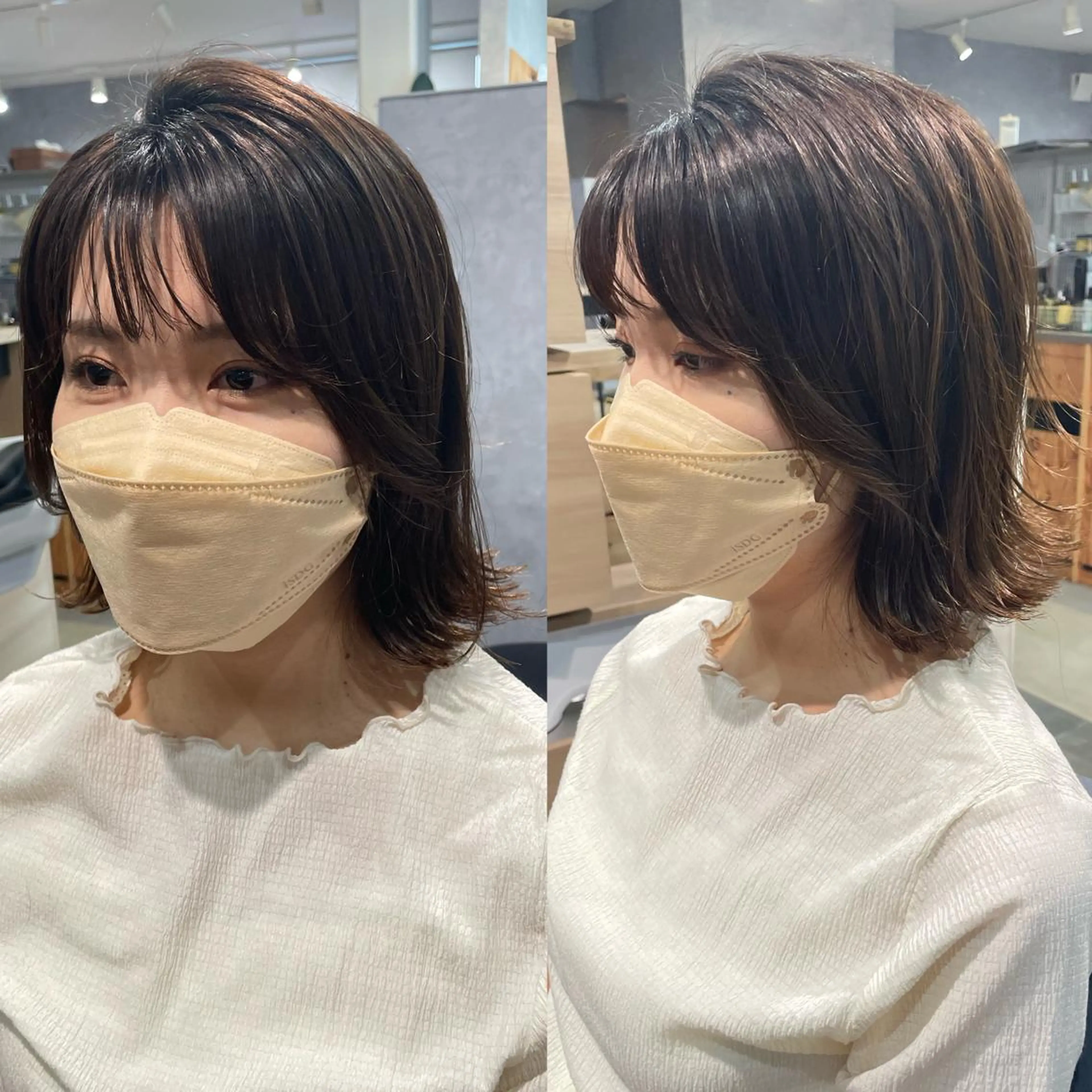 ミディアム カラー 黒岩 梨沙のヘアスタイル