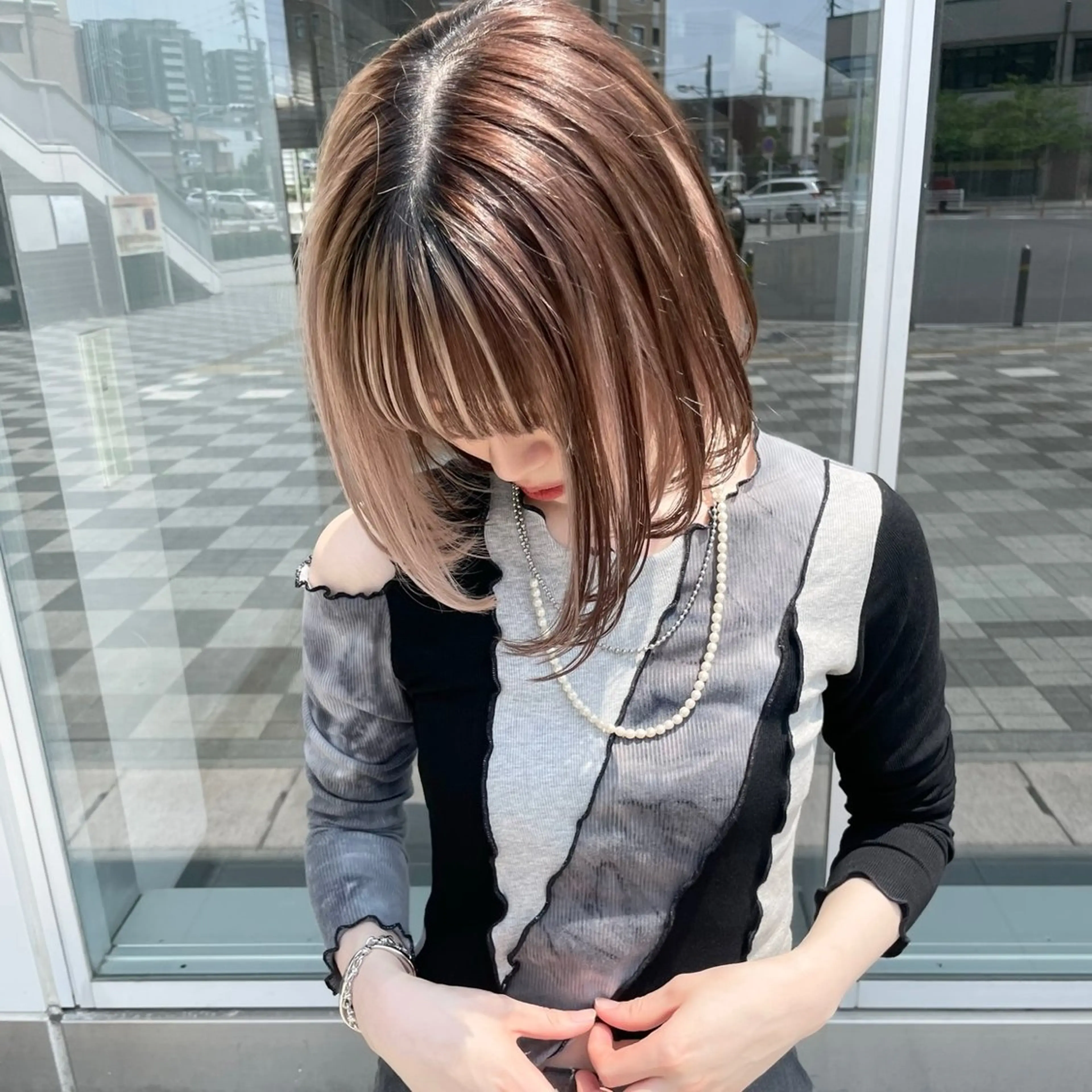 ミディアム AIRI🌸 ブリーチカラー🎀のヘアスタイル