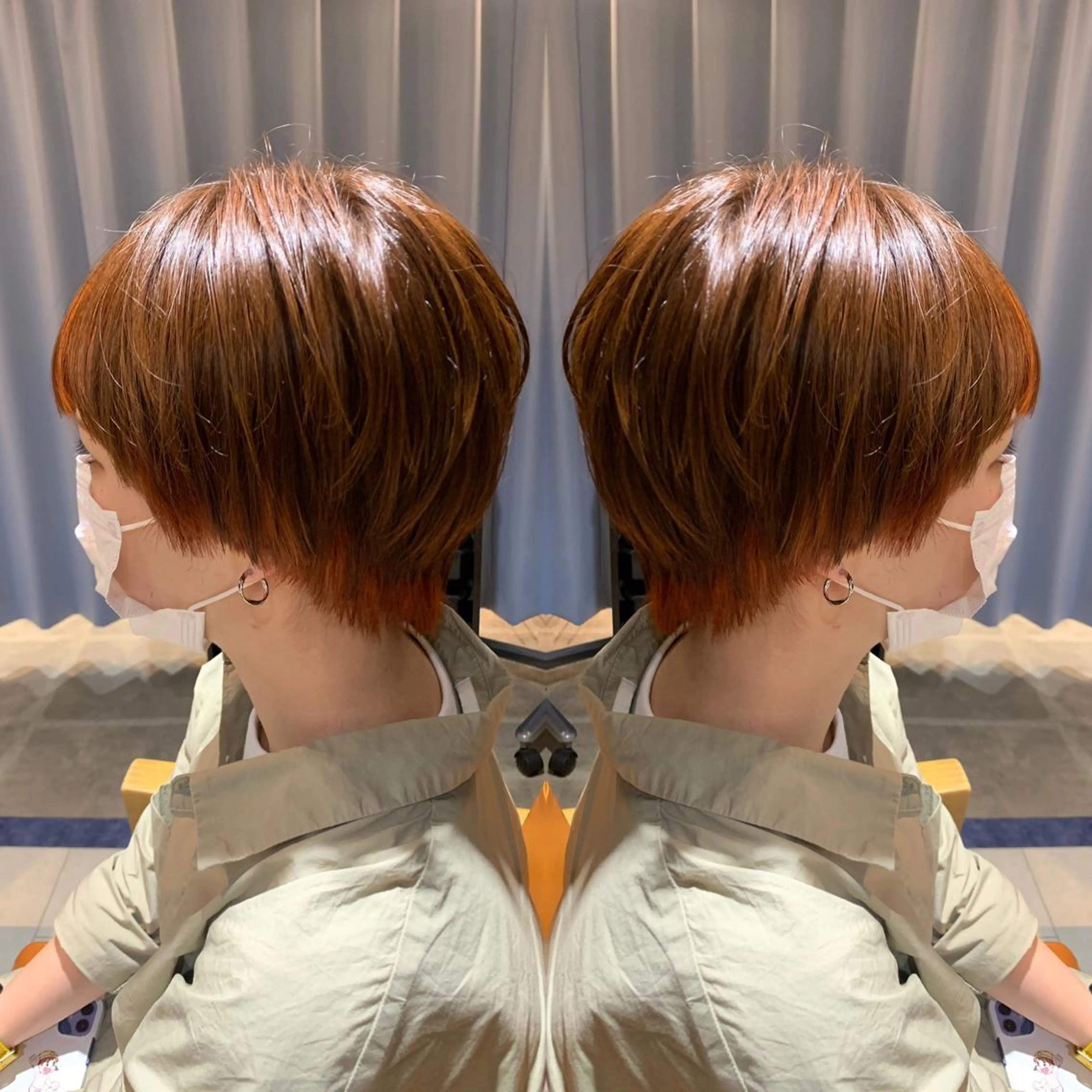 ショート カラー オレンジ 韓国🇰🇷 ✂︎hair 内田愛のヘアスタイル