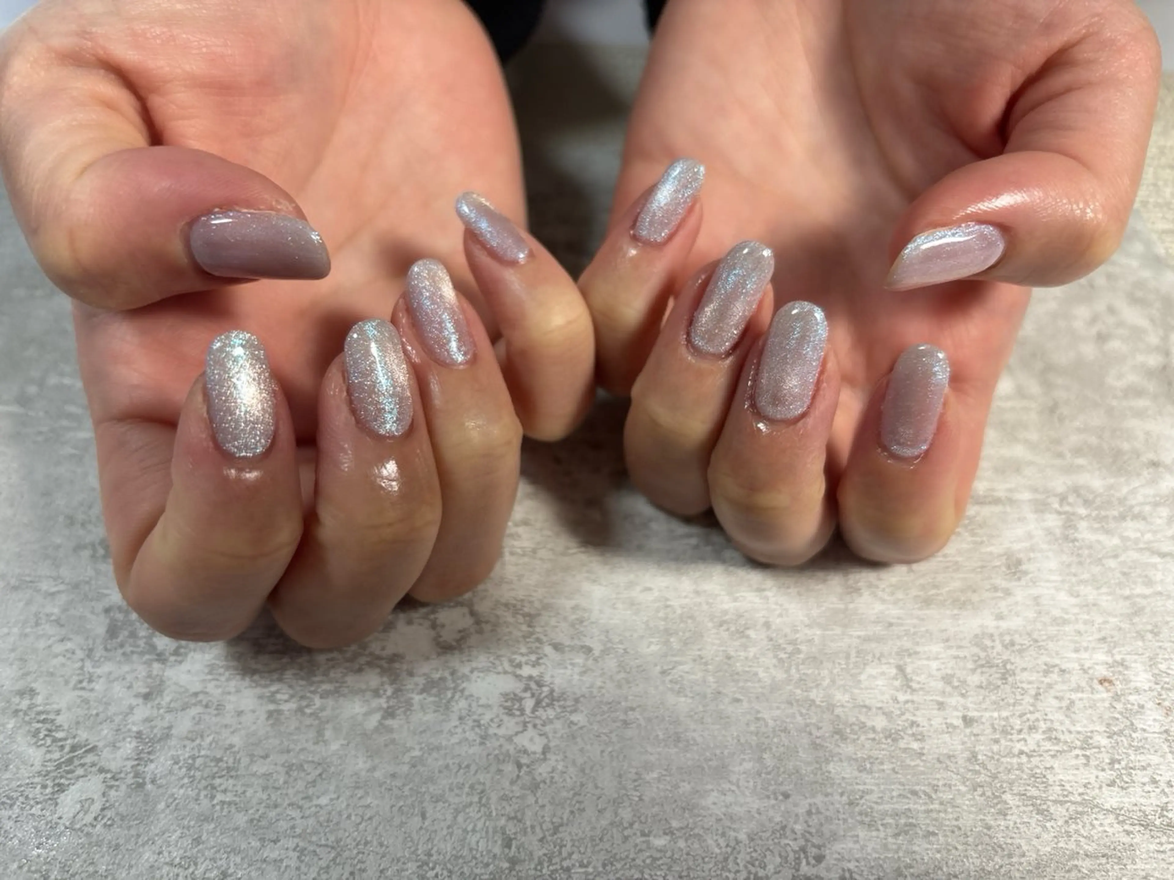 ネイル オーロラネイル ブルー フットネイル フレンチネイル ジェルネイル ハンドネイル kiki nail たまプラーザのネイルデザイン