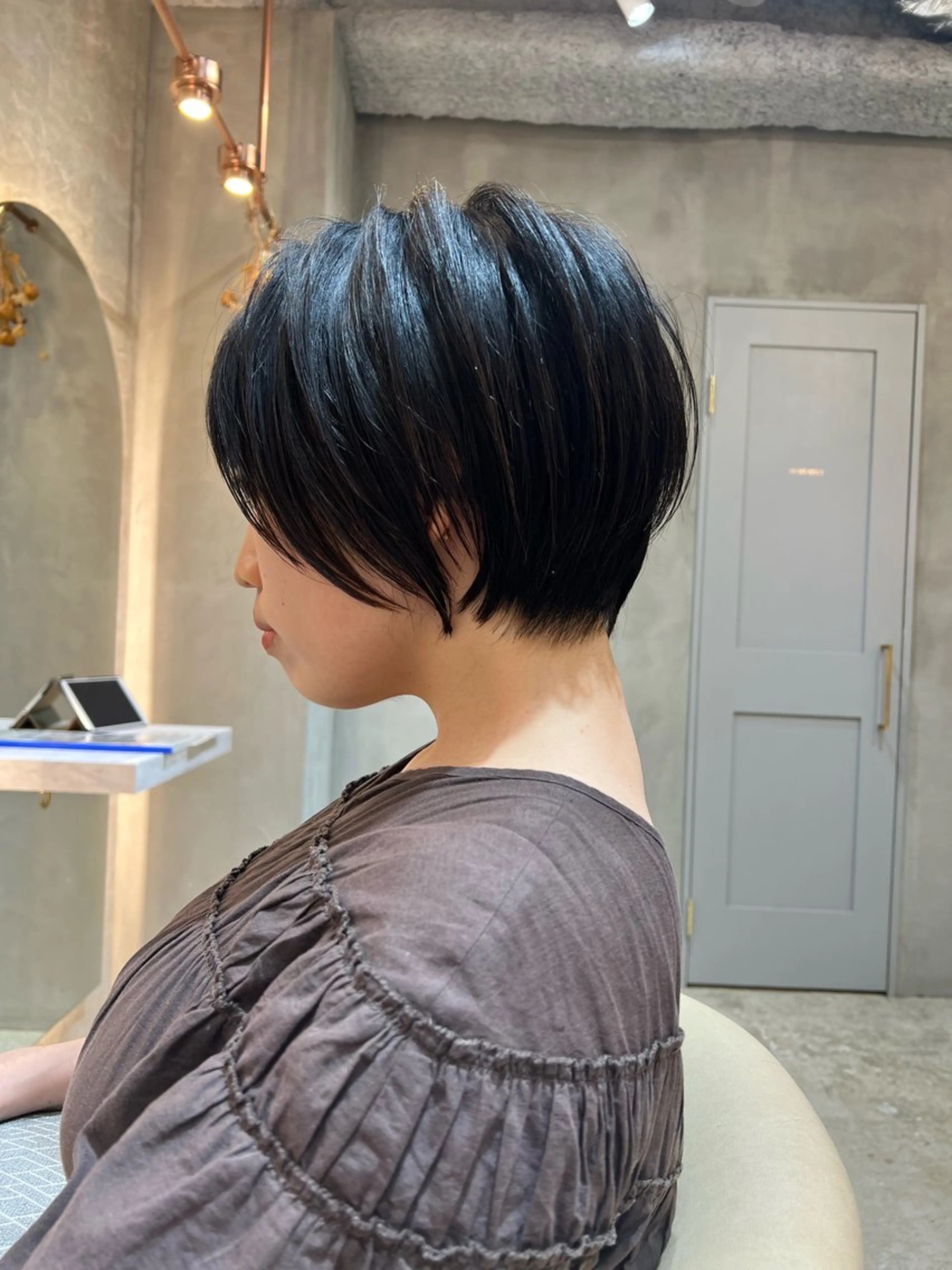 ショート カラー ボブ/巻ける縮毛矯正 /韓国レイヤーはなのヘアスタイル