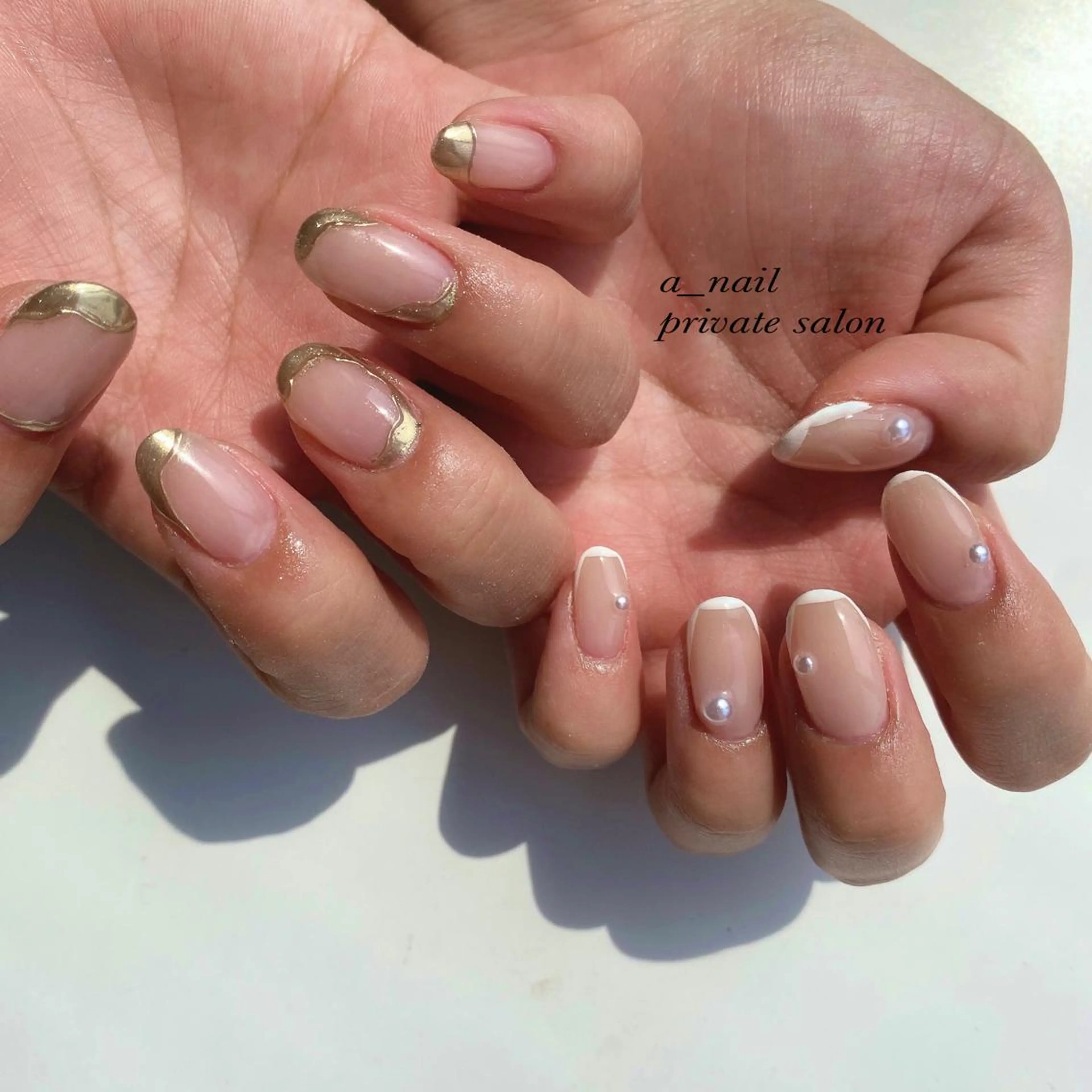 ネイル アニマル柄 フレンチネイル ジェルネイル 氷ネイル・うるうるネイル レース 菅 恵奈のネイルデザイン