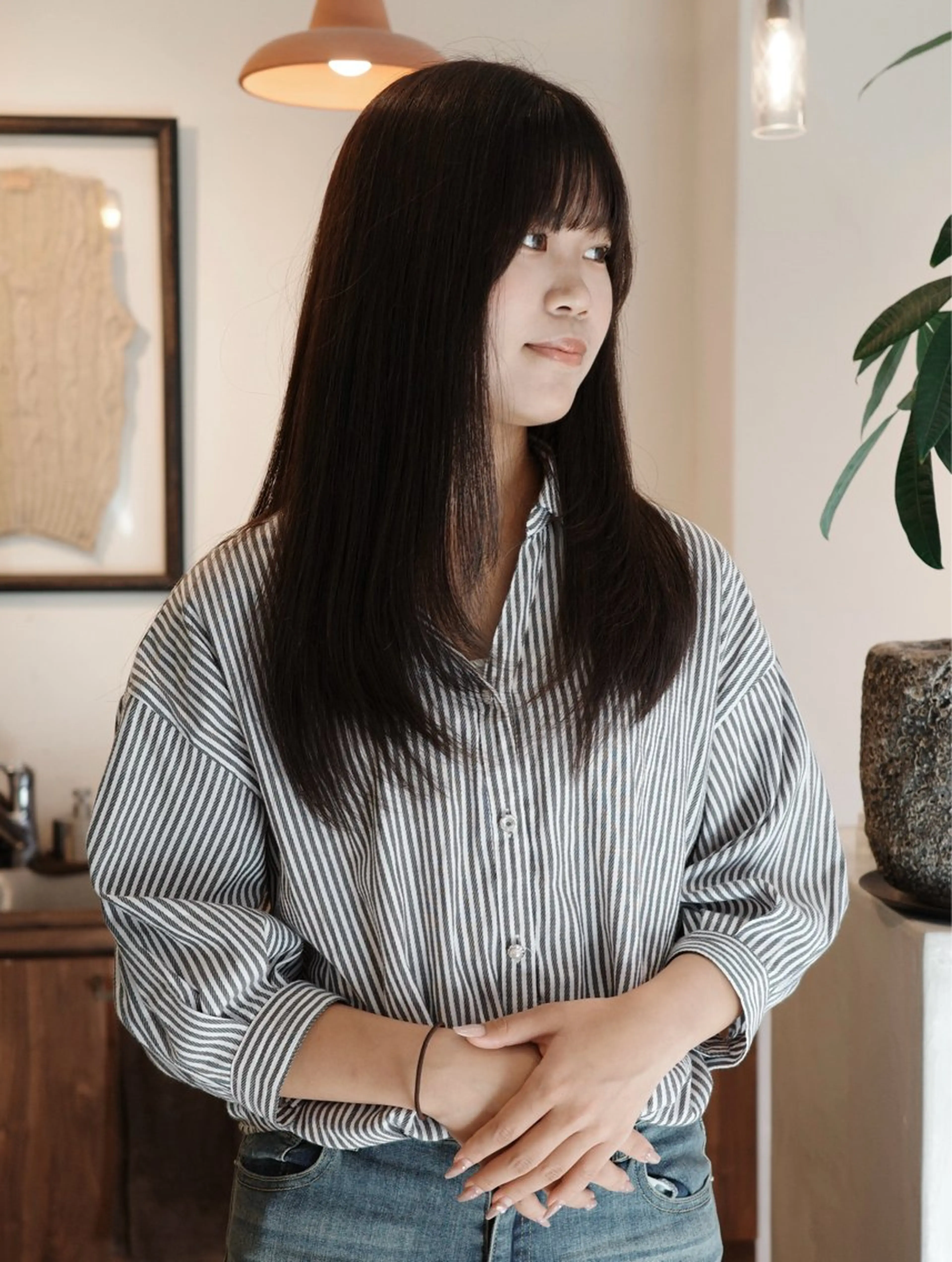 ロング カラー 透明感カラー グレージュ ヘアカラー トリートメント (𝐡)𝐰𝐢𝐦 𝐲𝐮𝐧𝐚のヘアスタイル