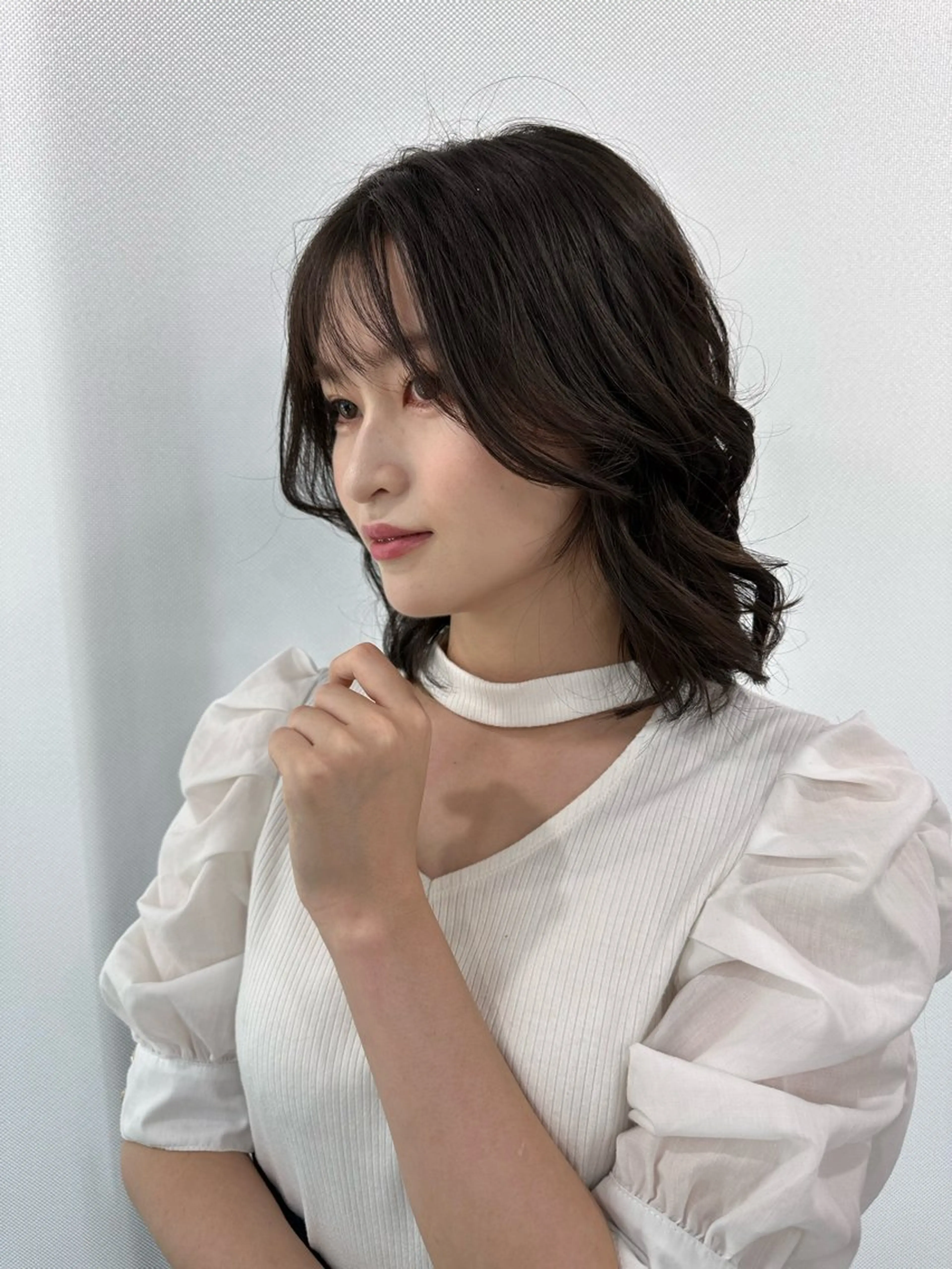 ミディアム ハイライト 髪質改善 小顔カット Endearing 銀座/レイヤーカットのヘアスタイル