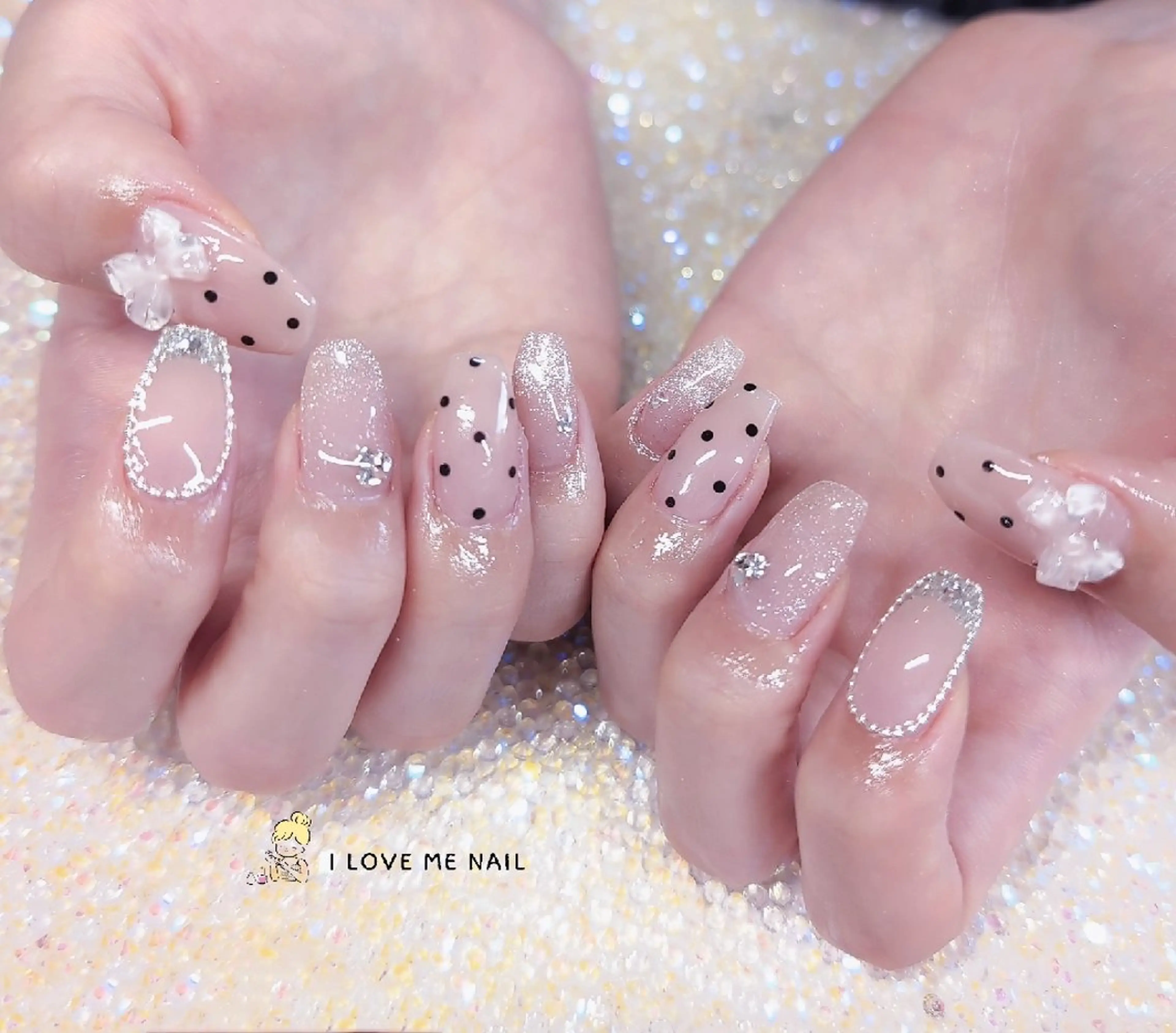 ネイル 長さ出し ハート 韓国ネイル マグネットネイル ニュアンスネイル ハンドネイル I LOVE ME  NAIL.｡.:*♡のネイルデザイン