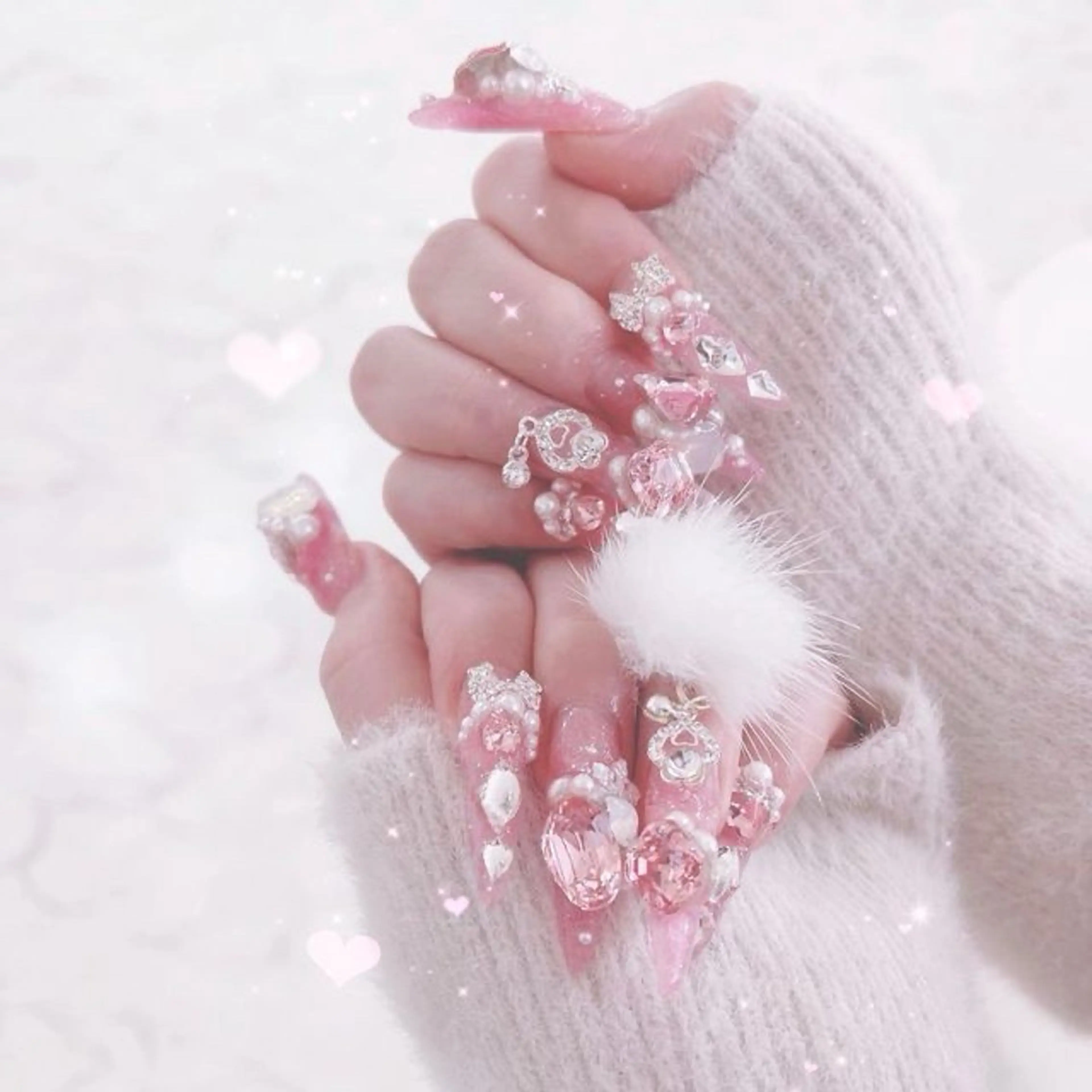 ネイル マグネットネイル ミラーネイル ピンク ネイルチップ 冬ネイル Lee Nailsのネイルデザイン