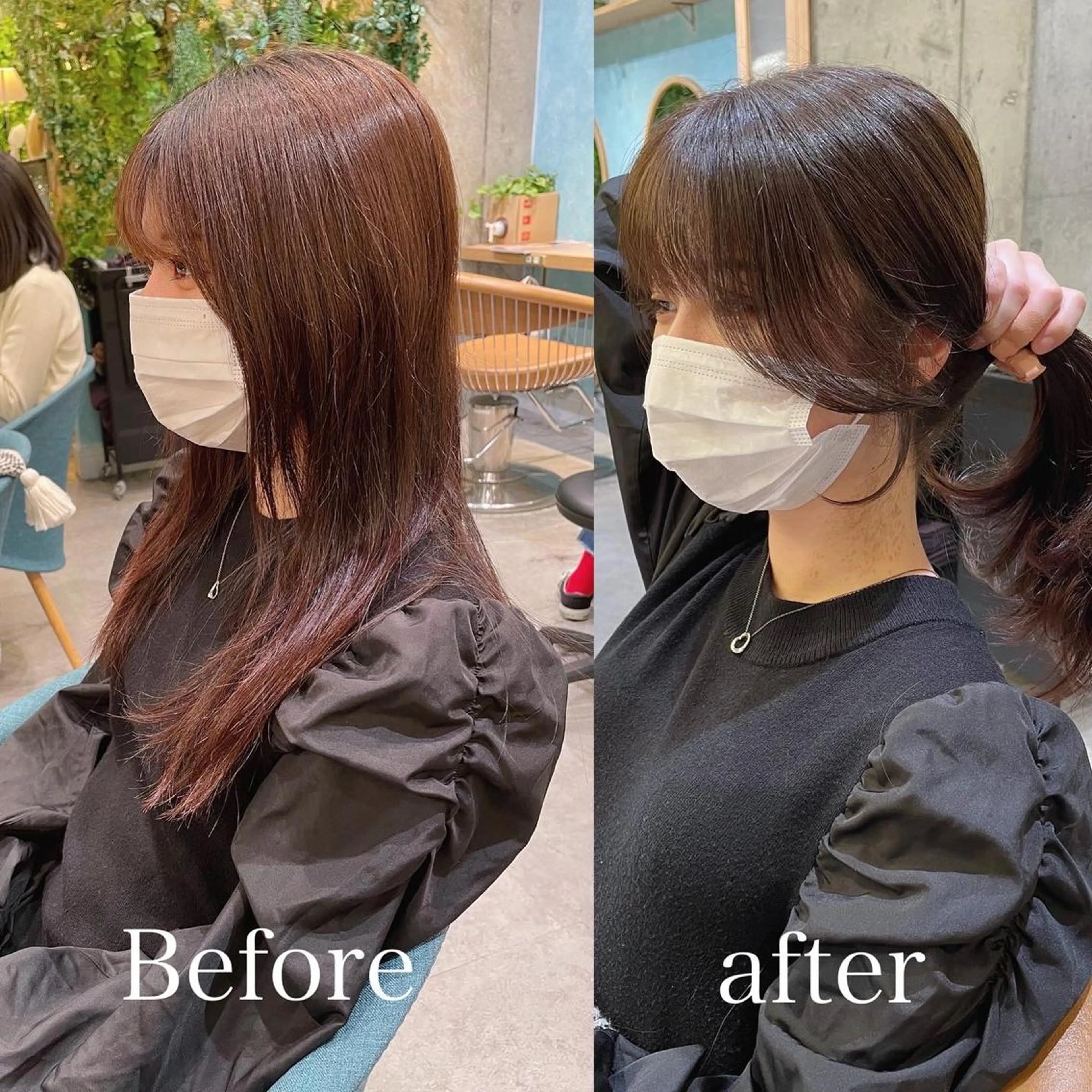 セミロング カット ヘアカラー トリートメント 山本翔一郎 韓国顔周りレイヤーのヘアスタイル