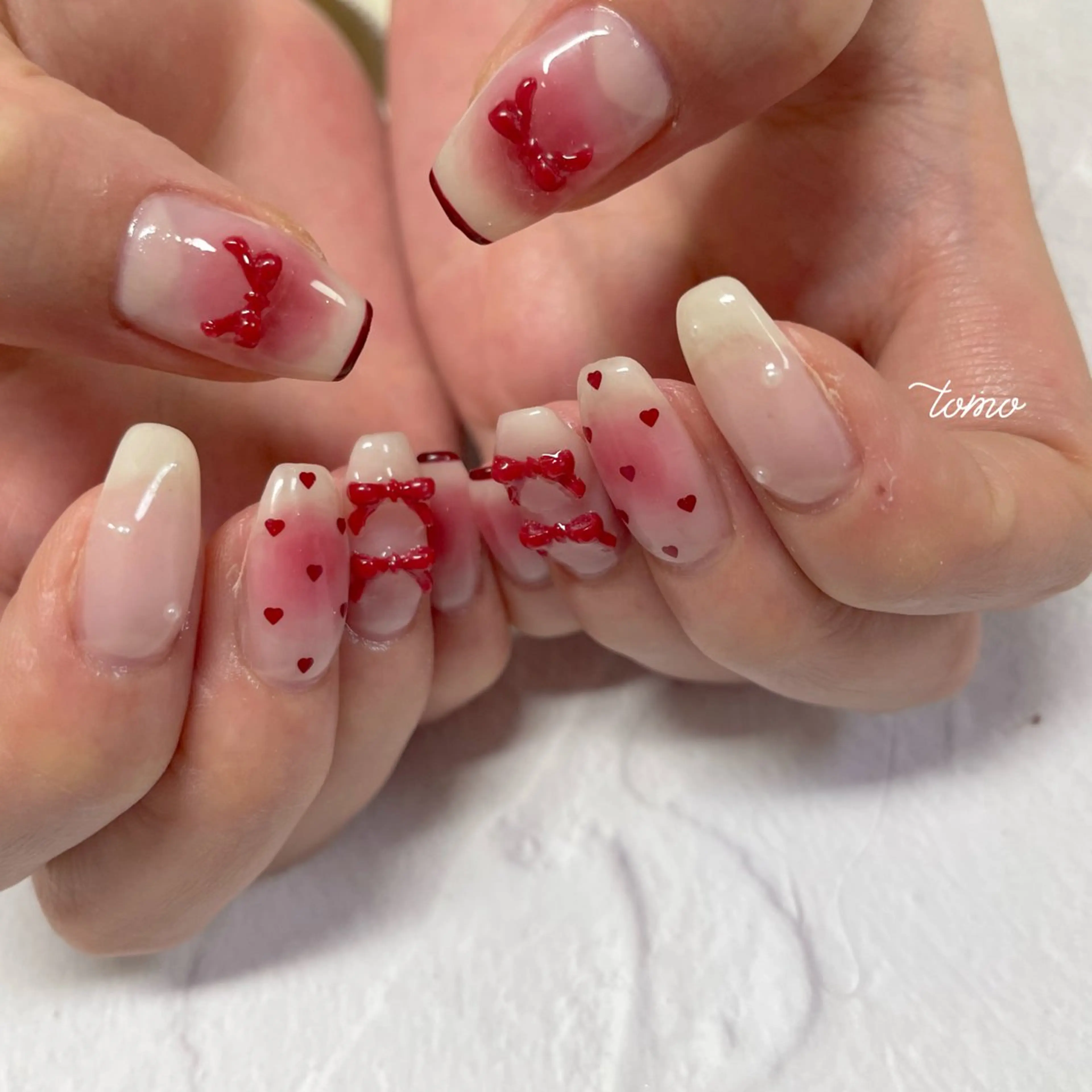 ネイル リボン ハンドネイル nailist TOMOのネイルデザイン
