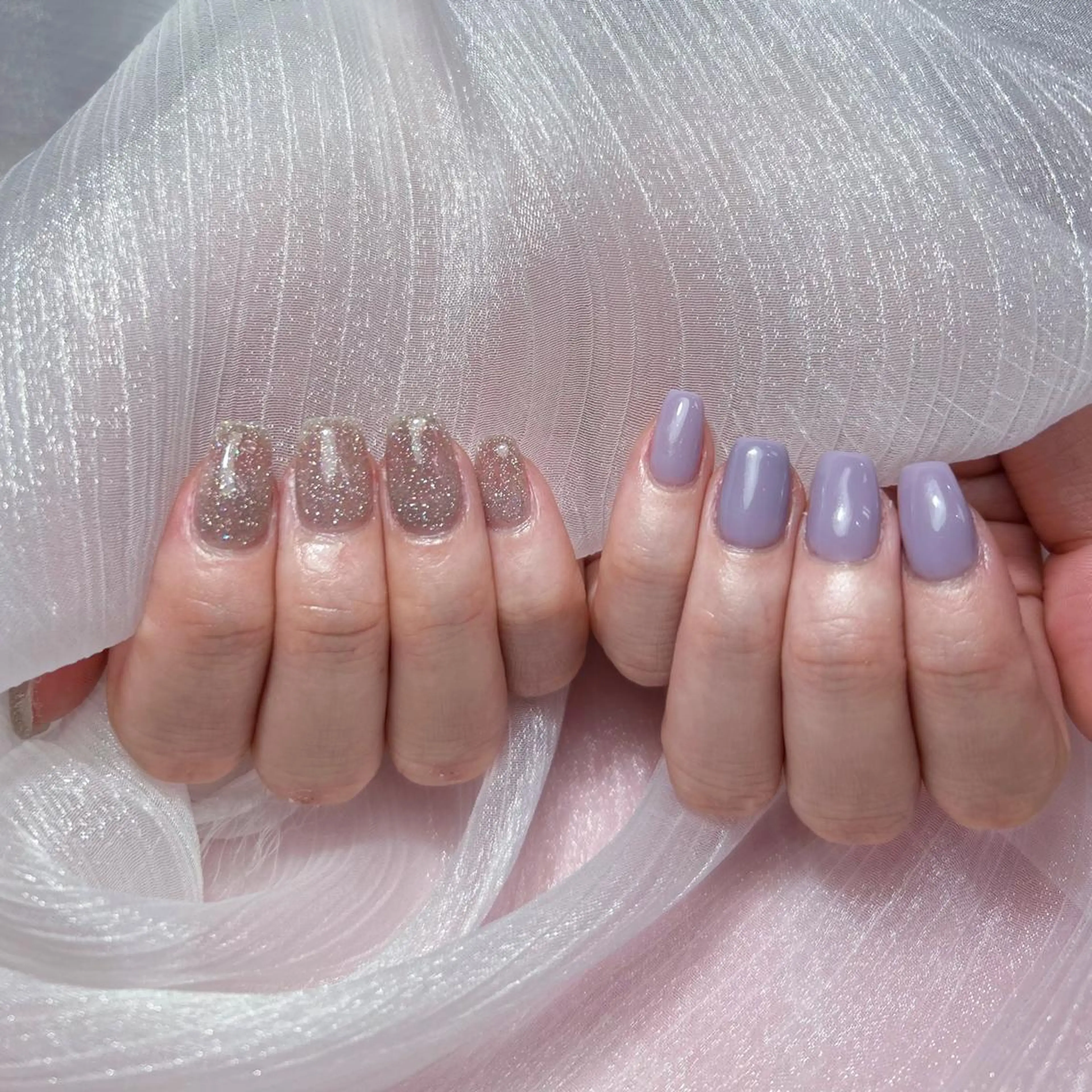 ネイル アートネイル オーロラネイル ガーリー キラキラネイル 韓国ネイル ハンドネイル DIANMOND NAIL🌸のネイルデザイン