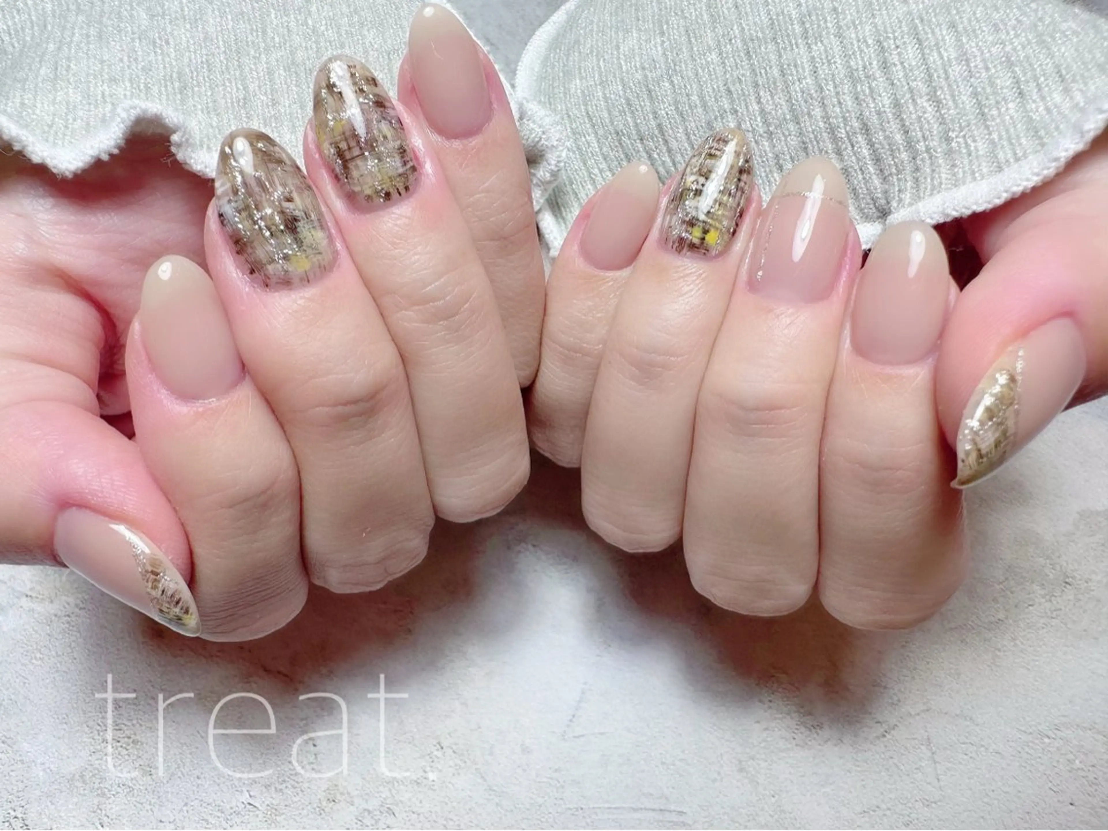 ネイル ツイードネイル nail salon treat あいのネイルデザイン