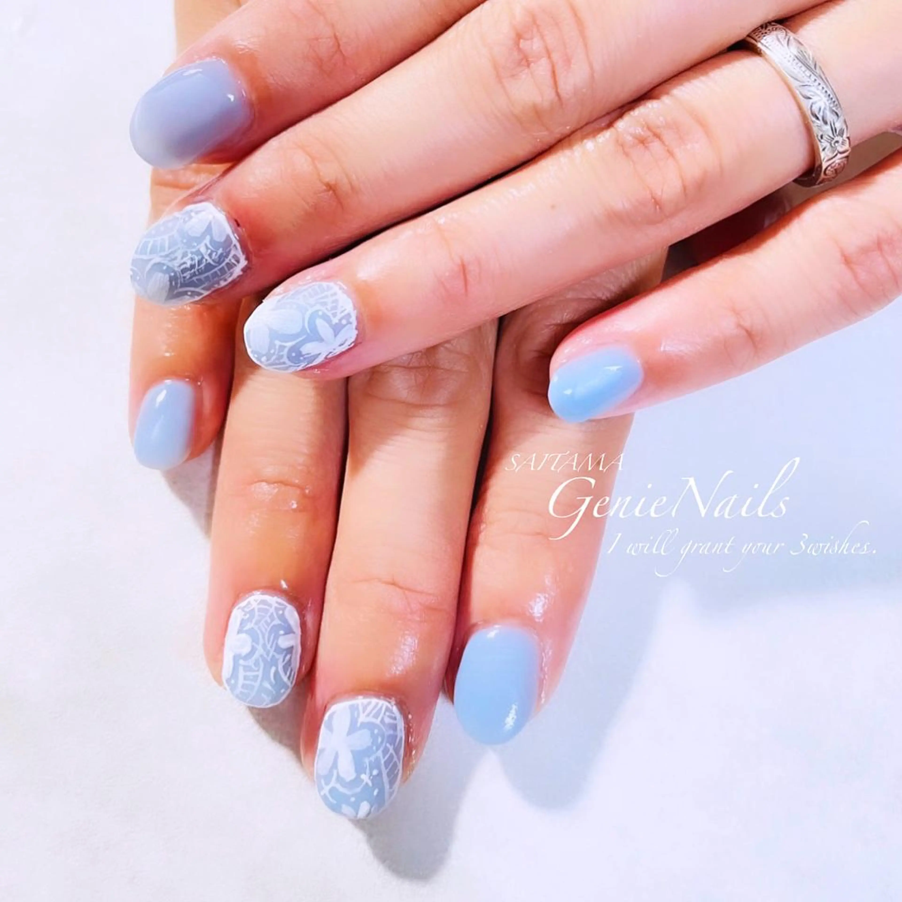 ネイル フットネイル ミラーネイル ニュアンスネイル ショートネイル Genie Nailsのネイルデザイン