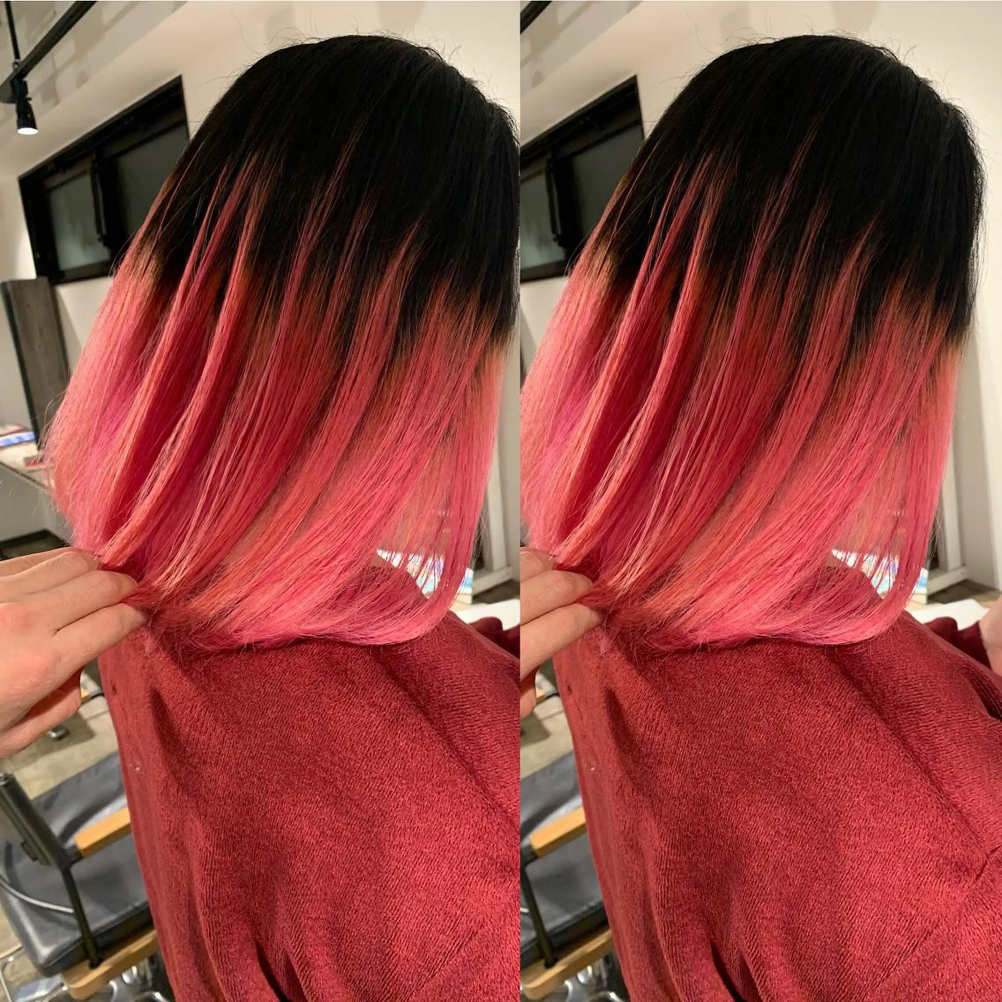 セミロング カラー グラデーションカラー ピンクカラー ヘアカラー トリートメント ヘアセット ✨艶ブリーチカラー ✨四ノ宮裕己のヘアスタイル