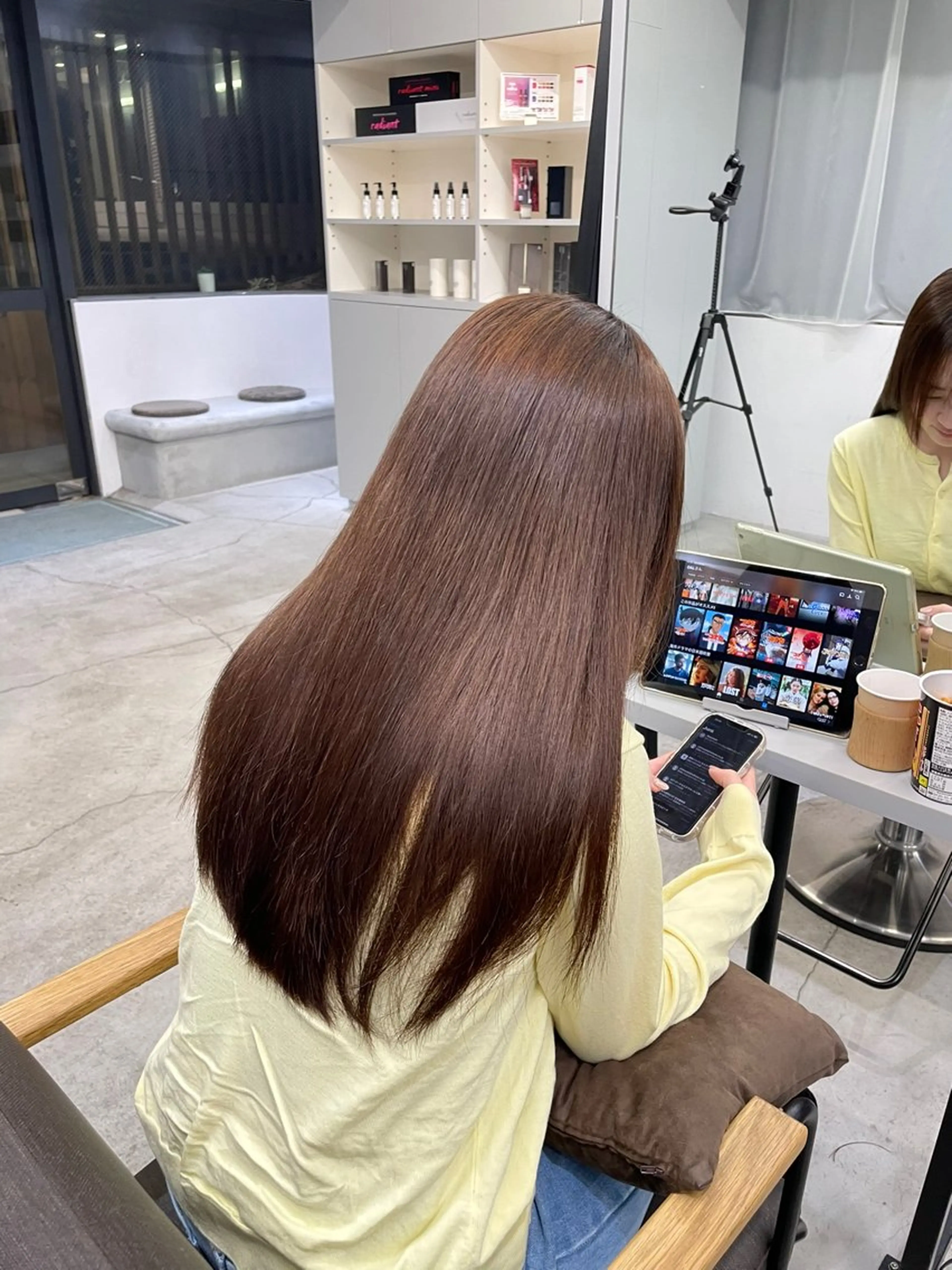 ロング 縮毛矯正 絶対綺麗な暖色カラー 🎯あります✨増渕✨のヘアスタイル