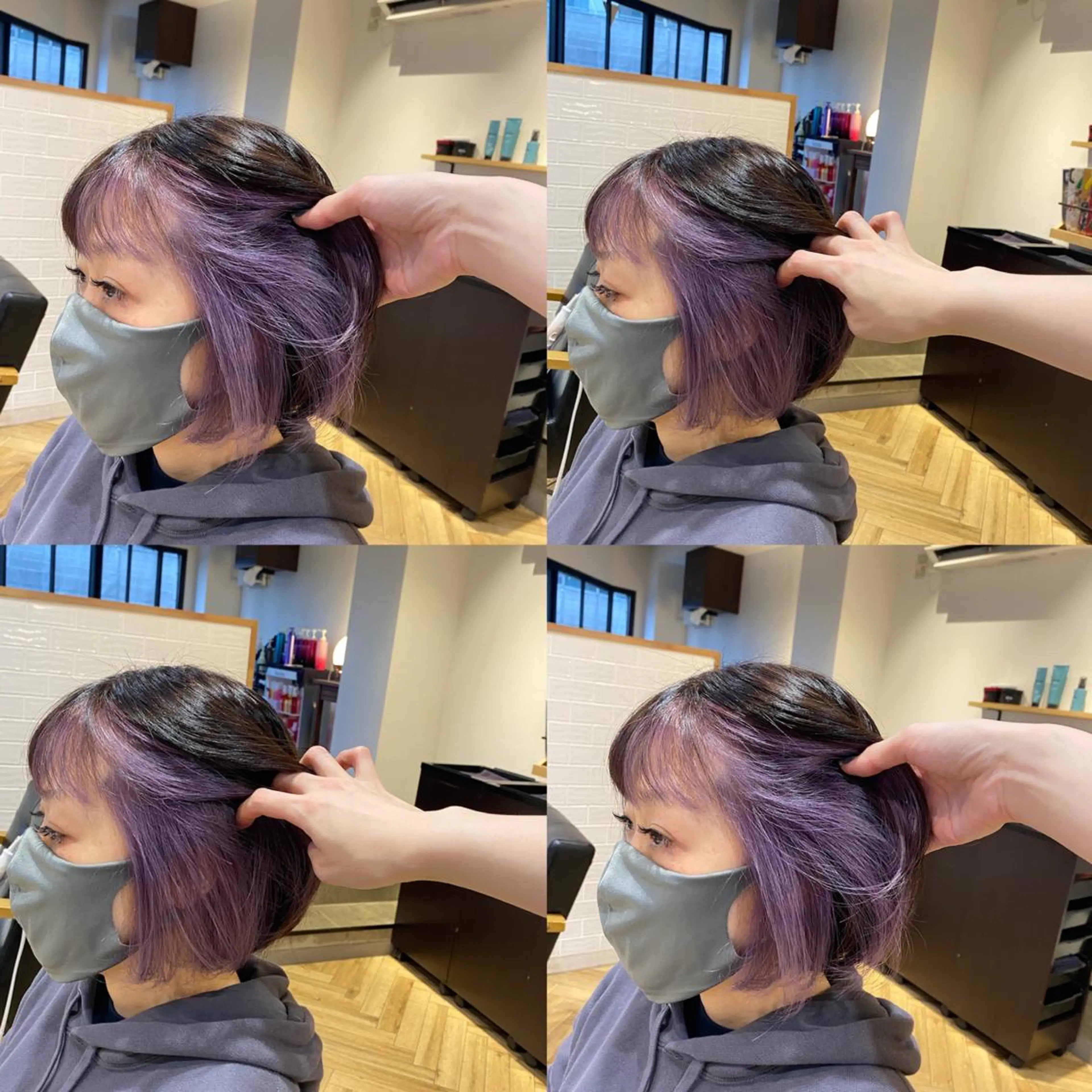 ショート カラー ラベンダーカラー 艶カラー/韓国顔周り 🎀mamiのヘアスタイル