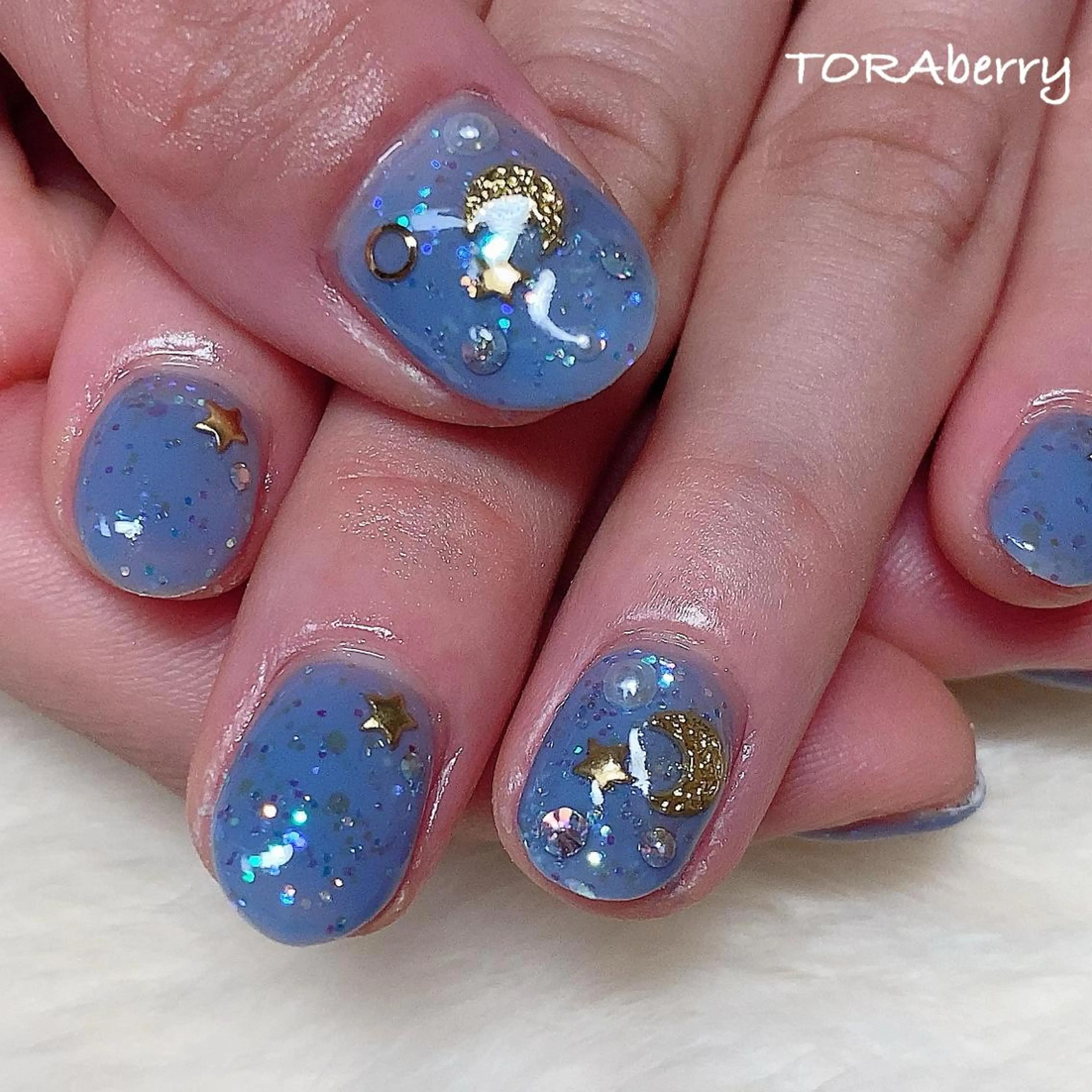 ネイル ブルー ハンドネイル ネイリスト なつみのネイルデザイン