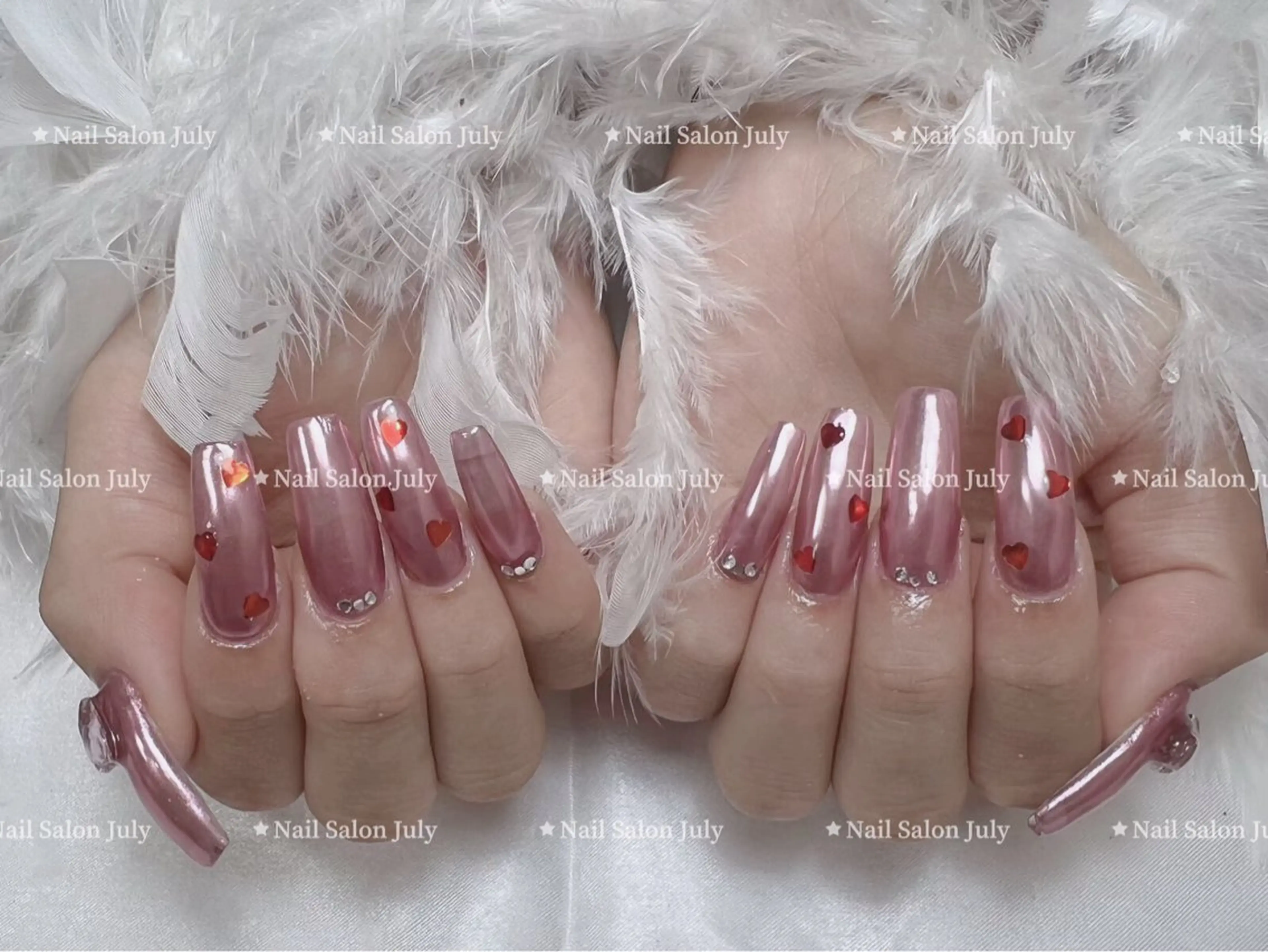 ネイル アートネイル オーロラネイル ジェルネイル ガーリー キラキラネイル July モモのネイルデザイン