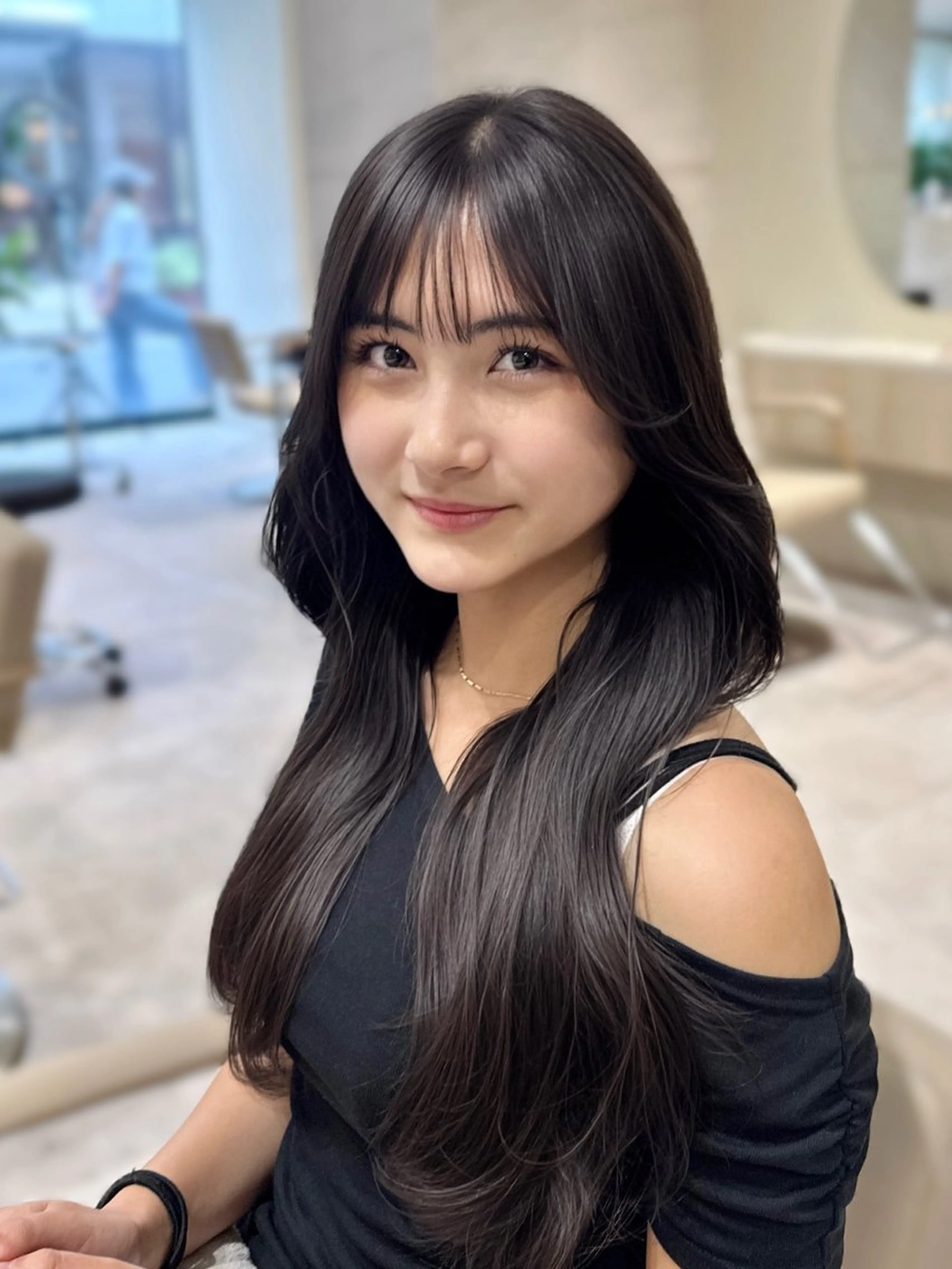 ロング カット ヘアカラー トリートメント Ms.CHARM【ミズチャーム】所属・韓国/レイヤーカット 顔周り/廣瀬達哉のヘアスタイル