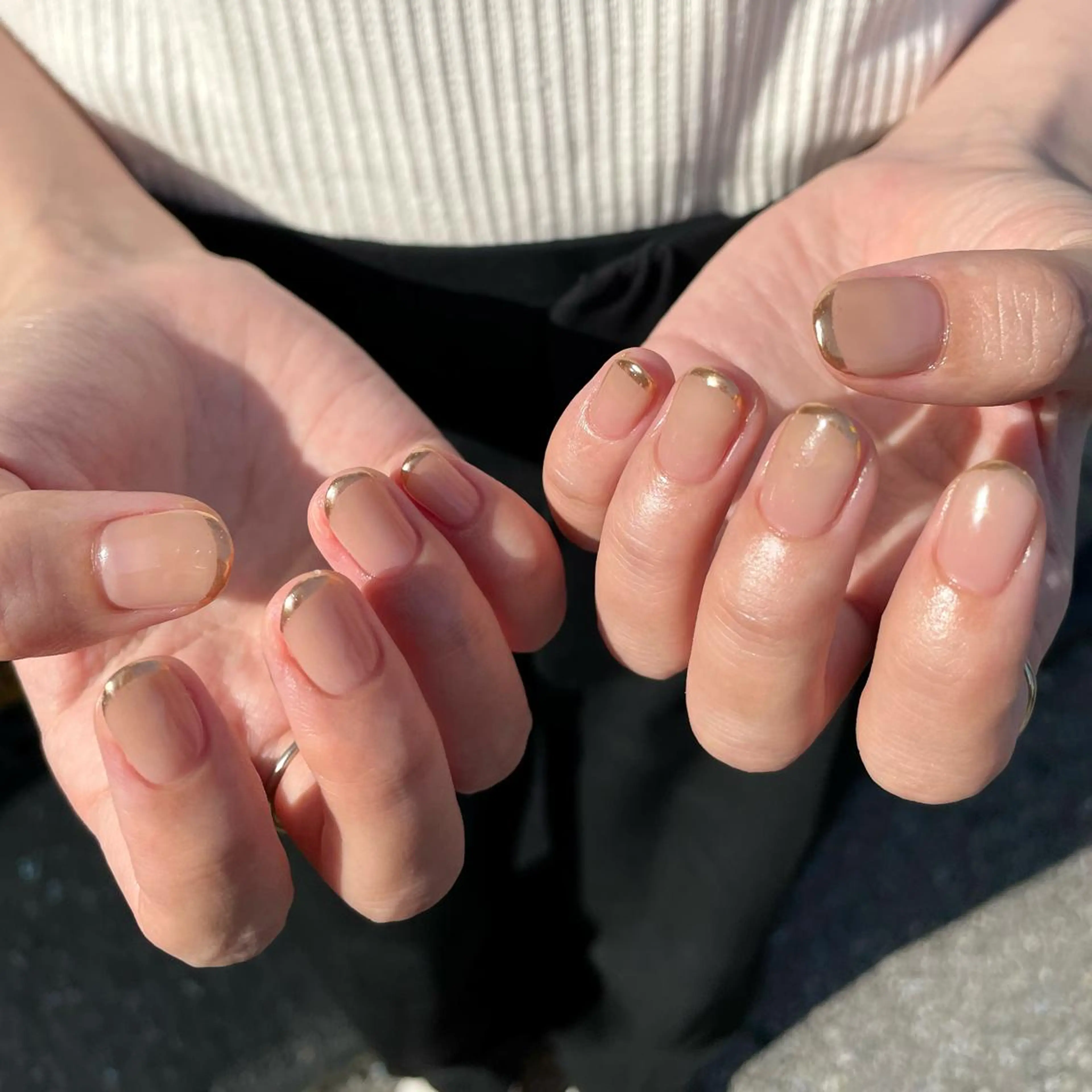 ネイル フレンチネイル ミラーネイル 丹(TAN.) akariのネイルデザイン