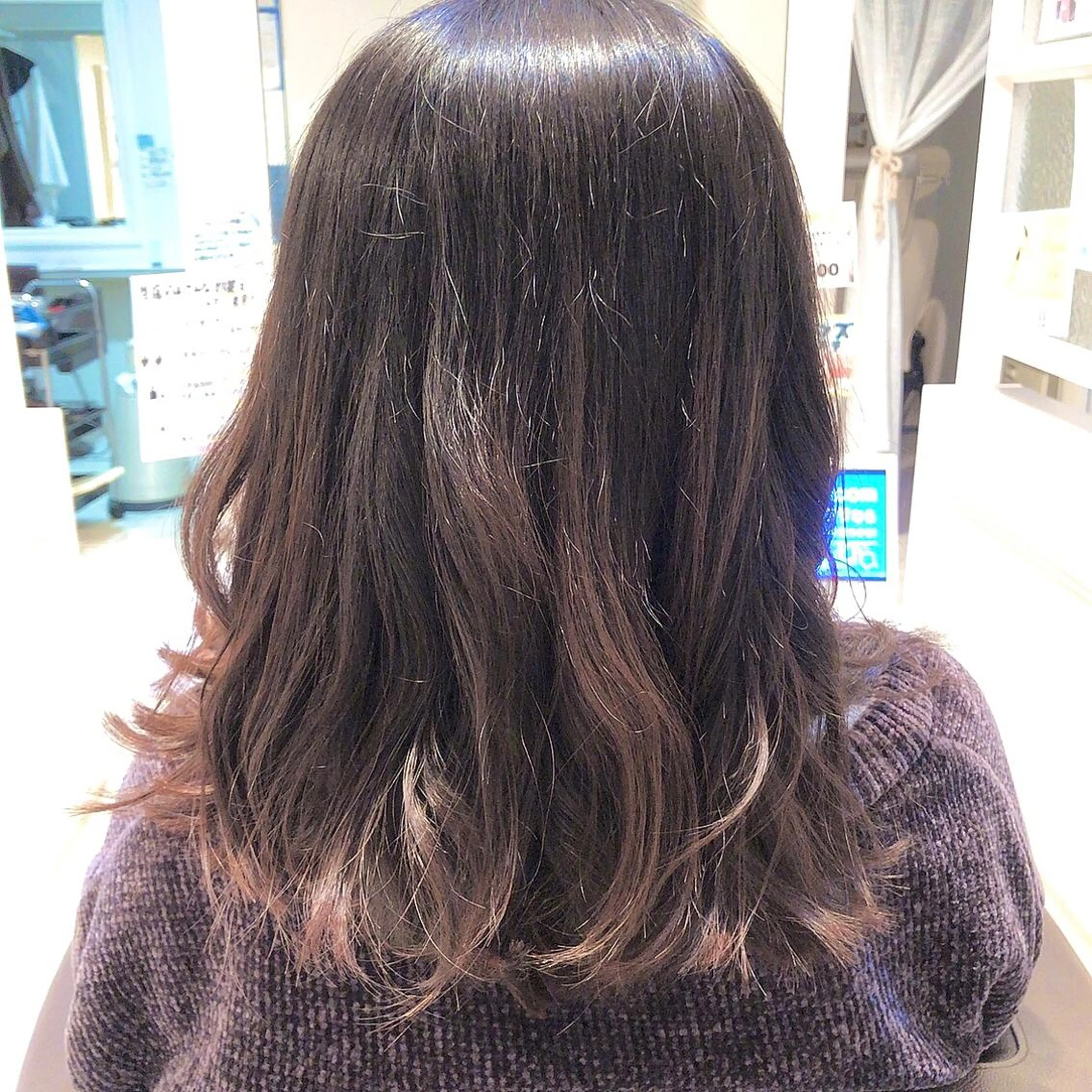 ミディアム カラー 髪質改善&ストレート ‪✂︎‬鈴木青樹のヘアスタイル