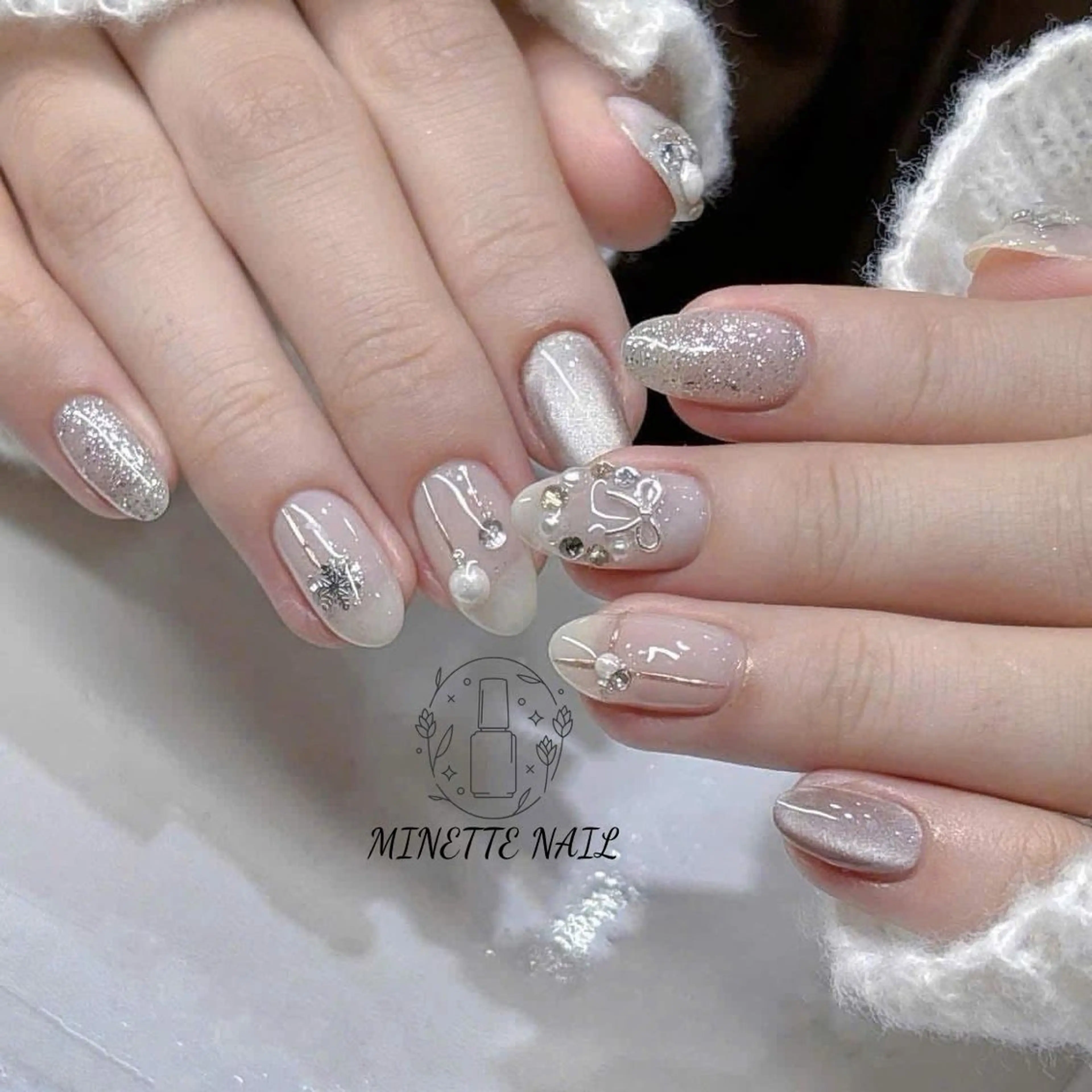 ネイル フレンチネイル ジェルネイル マグネットネイル 持ち込み ニュアンスネイル ハンドネイル Minette Nailのネイルデザイン