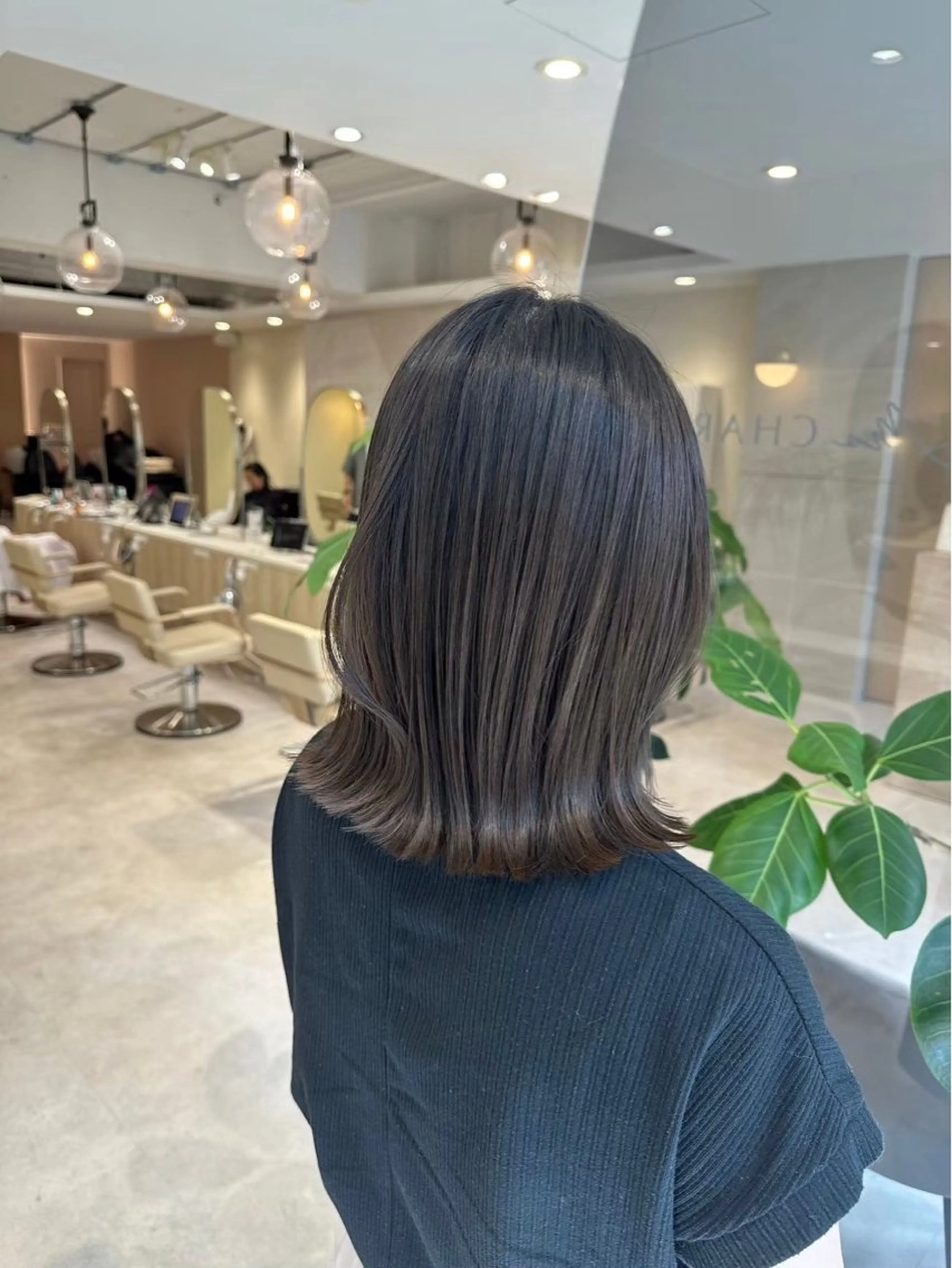 セミロング 似合わせカット 小顔カット 縮毛矯正 カット ヘアカラー 韓国風/小顔レイヤー /艶カラーのヘアスタイル