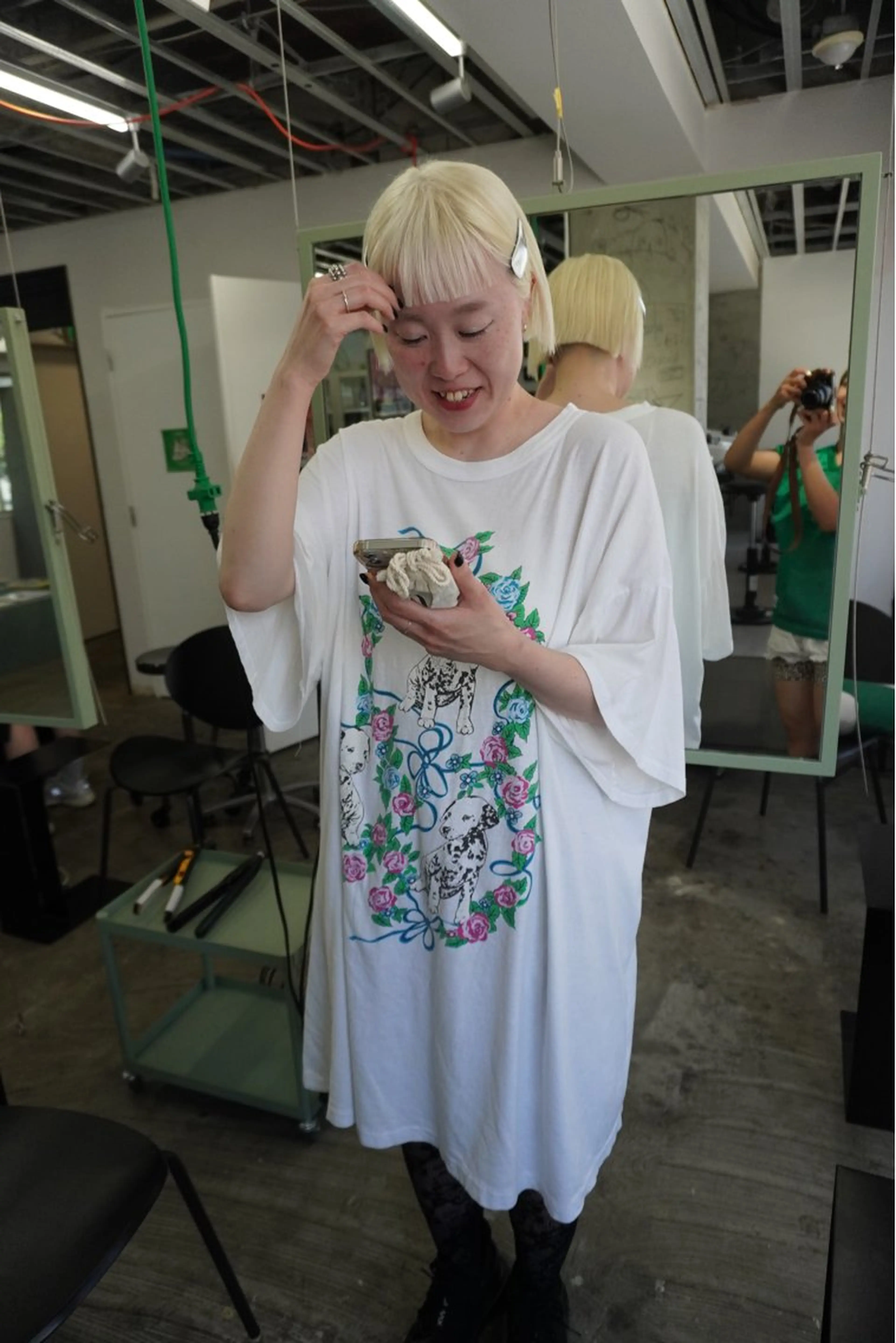 ショート カラー パーマ ヘアアレンジ 髪と音処　マトぺ所属・デザインカラー/ボブ ブリーチカラー/ユリのヘアスタイル