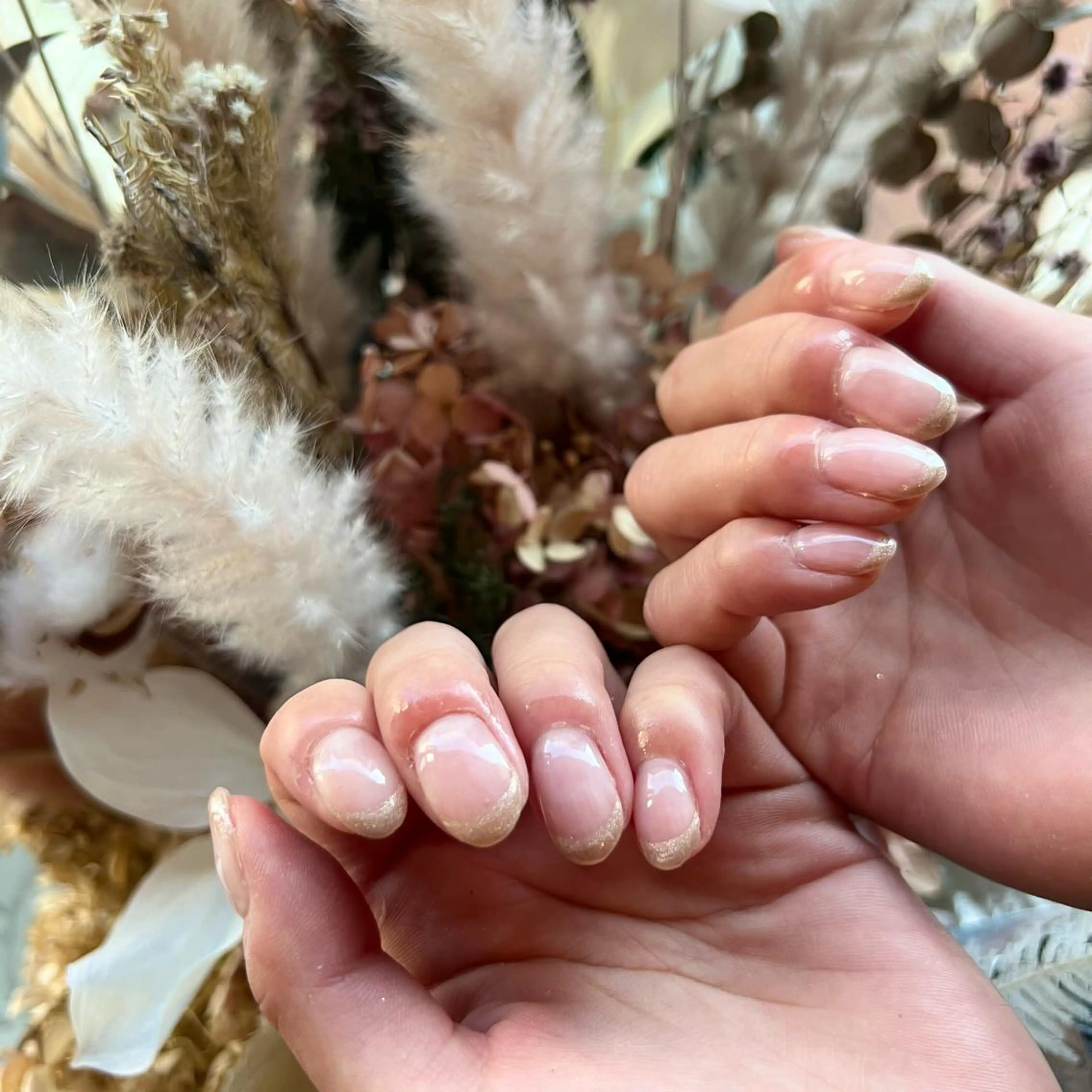 ネイル フレンチネイル ラメ(グリッター) ワンカラーネイル Yarm As Etel　。のネイルデザイン