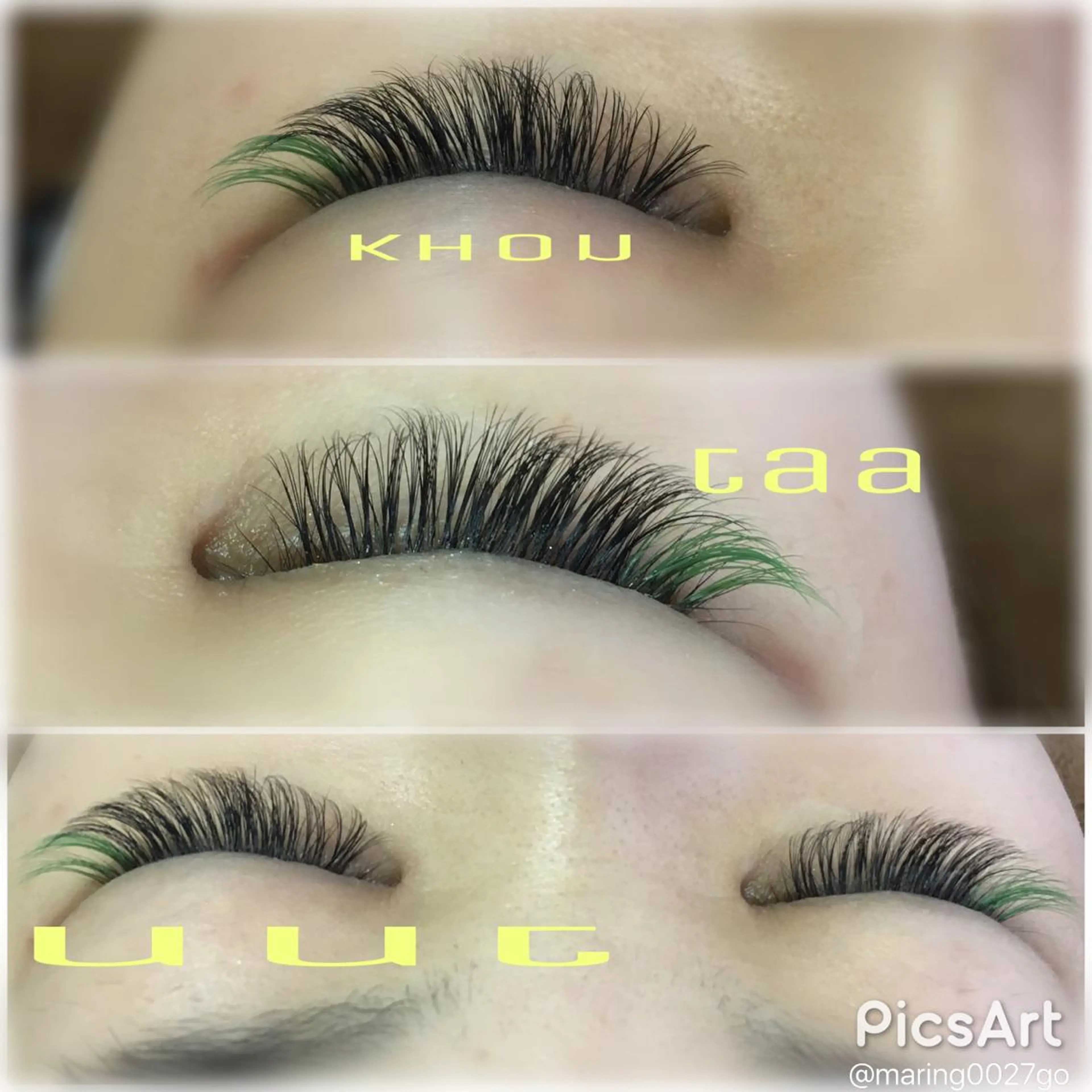 カラー ネイル マツエク・マツパ ボリュームラッシュ グリーン khon-taa  uut所属・khontaauut mariのマツエク・マツパデザイン