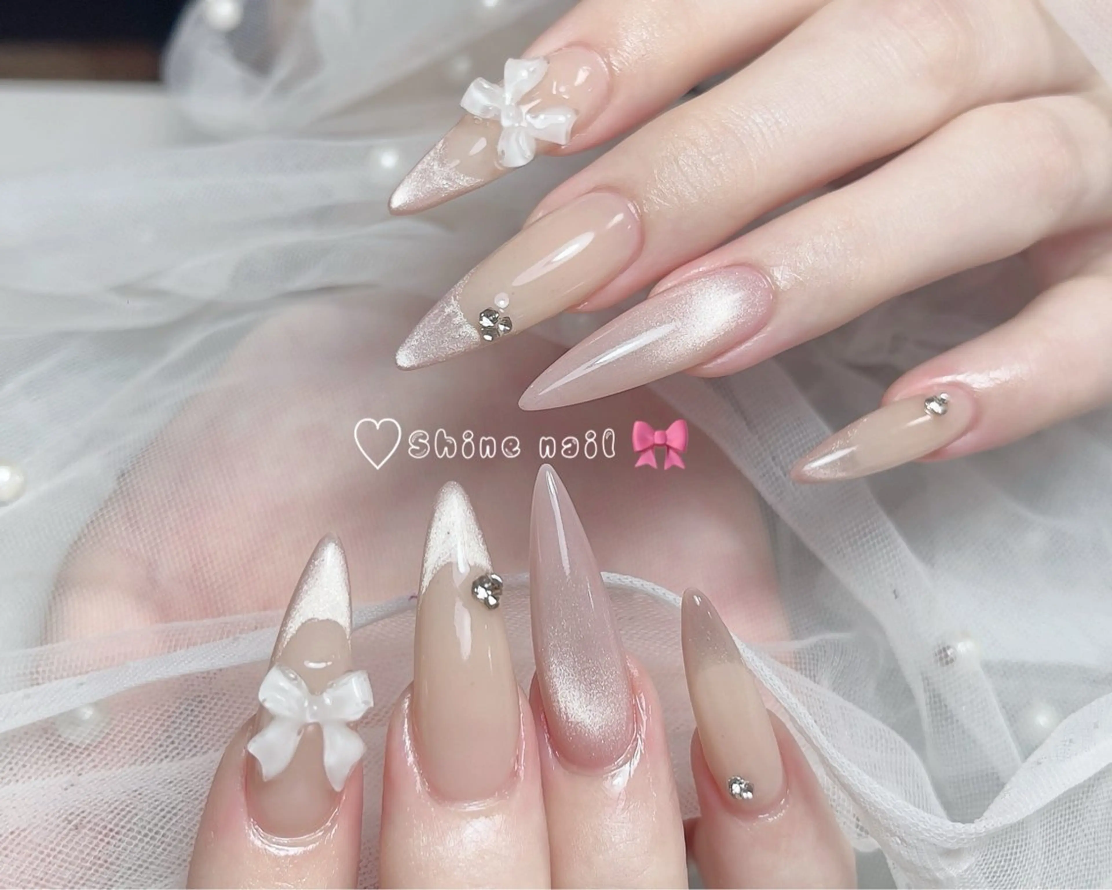 ネイル 〜Shine Nail〜【サイナネイル】パラジェル／ 長さだし／持ち込み／ワンホン／フィルイン所属・shine 🎀 長さだし&デザインのネイルデザイン