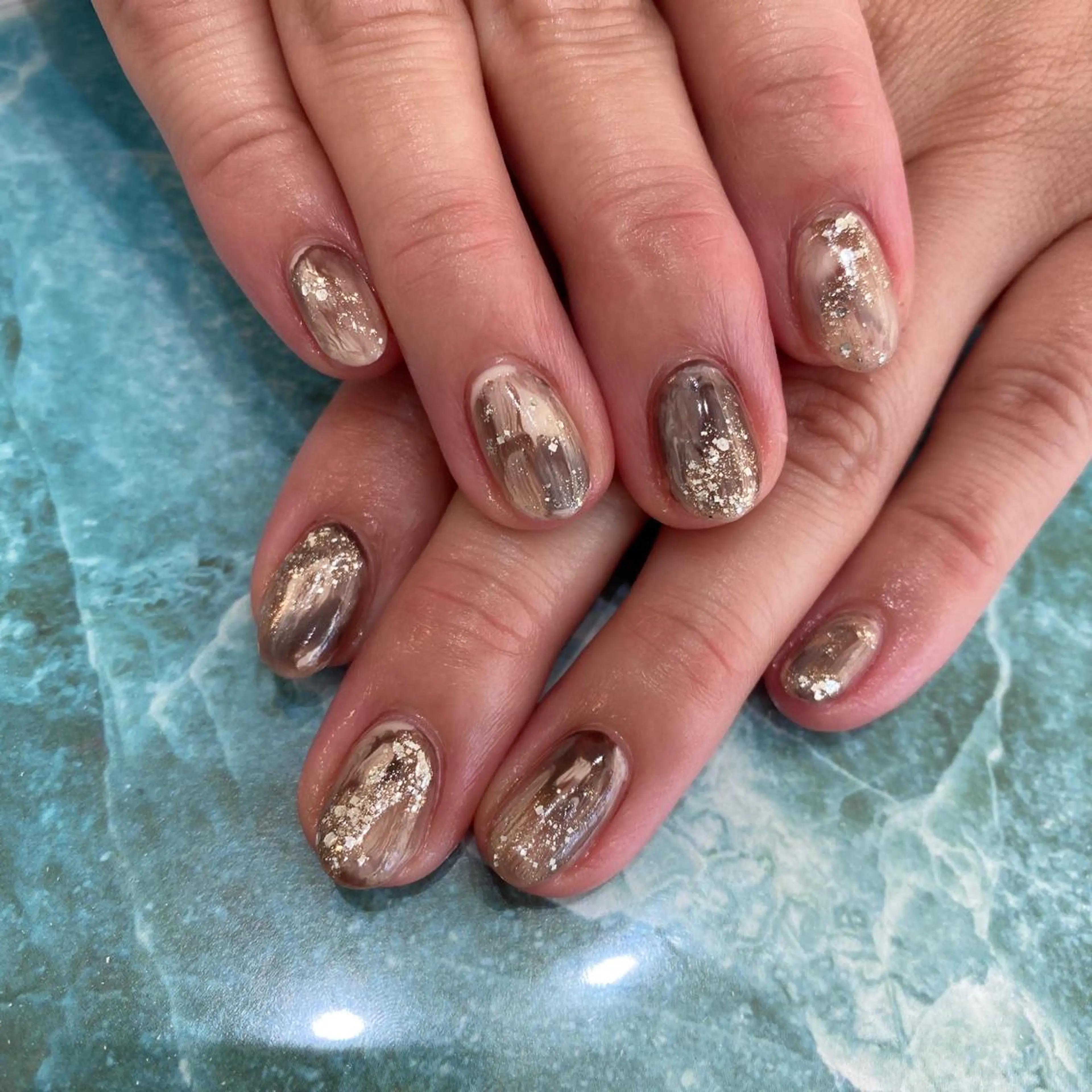 ネイル ラメ(グリッター) ハンドネイル ネイルPetit Ribbonのネイルデザイン