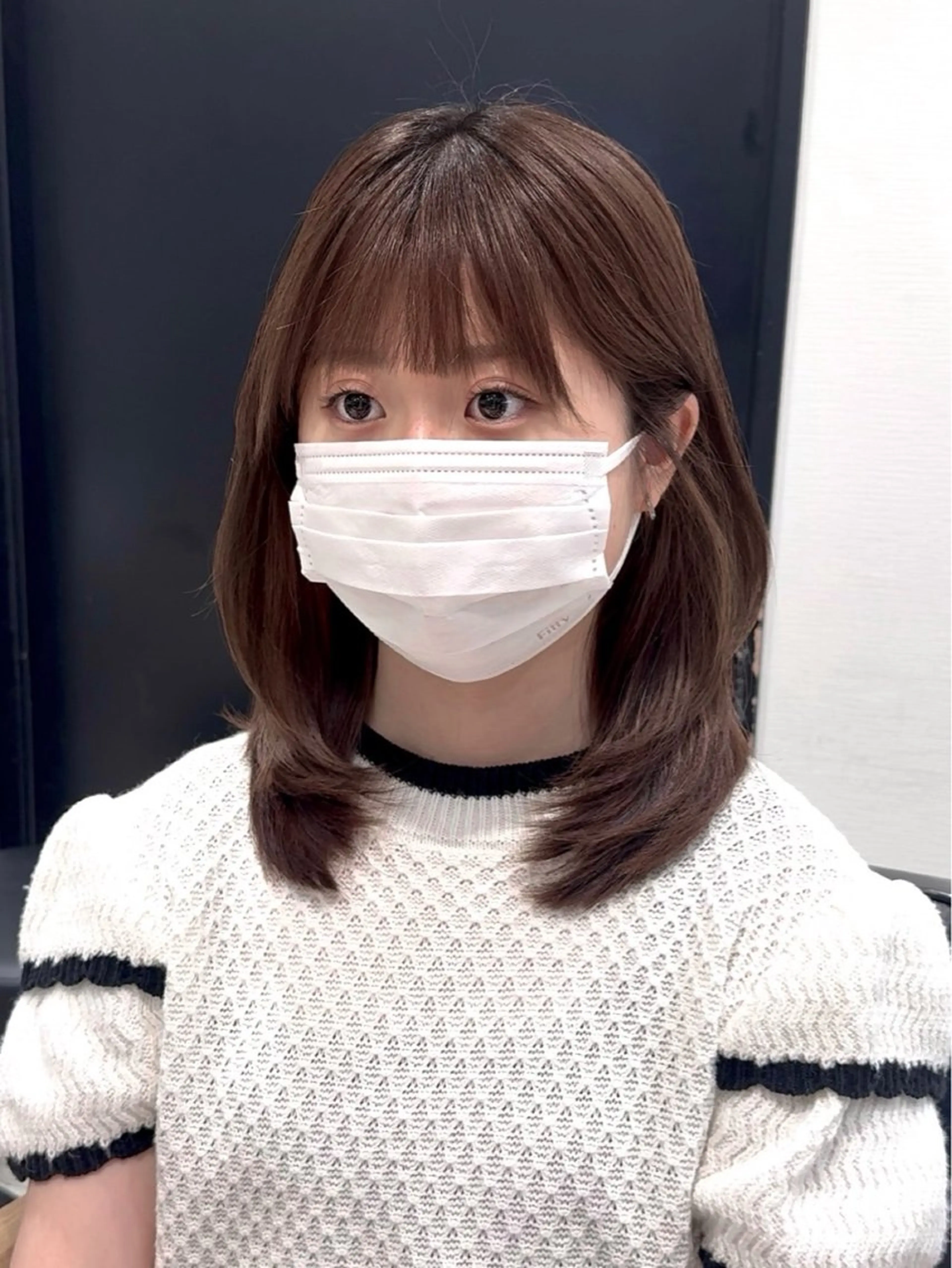 ミディアム カラー パーマ ヘアアレンジ パク・ボミン小野リエ 韓国ハーフ🦊のヘアスタイル