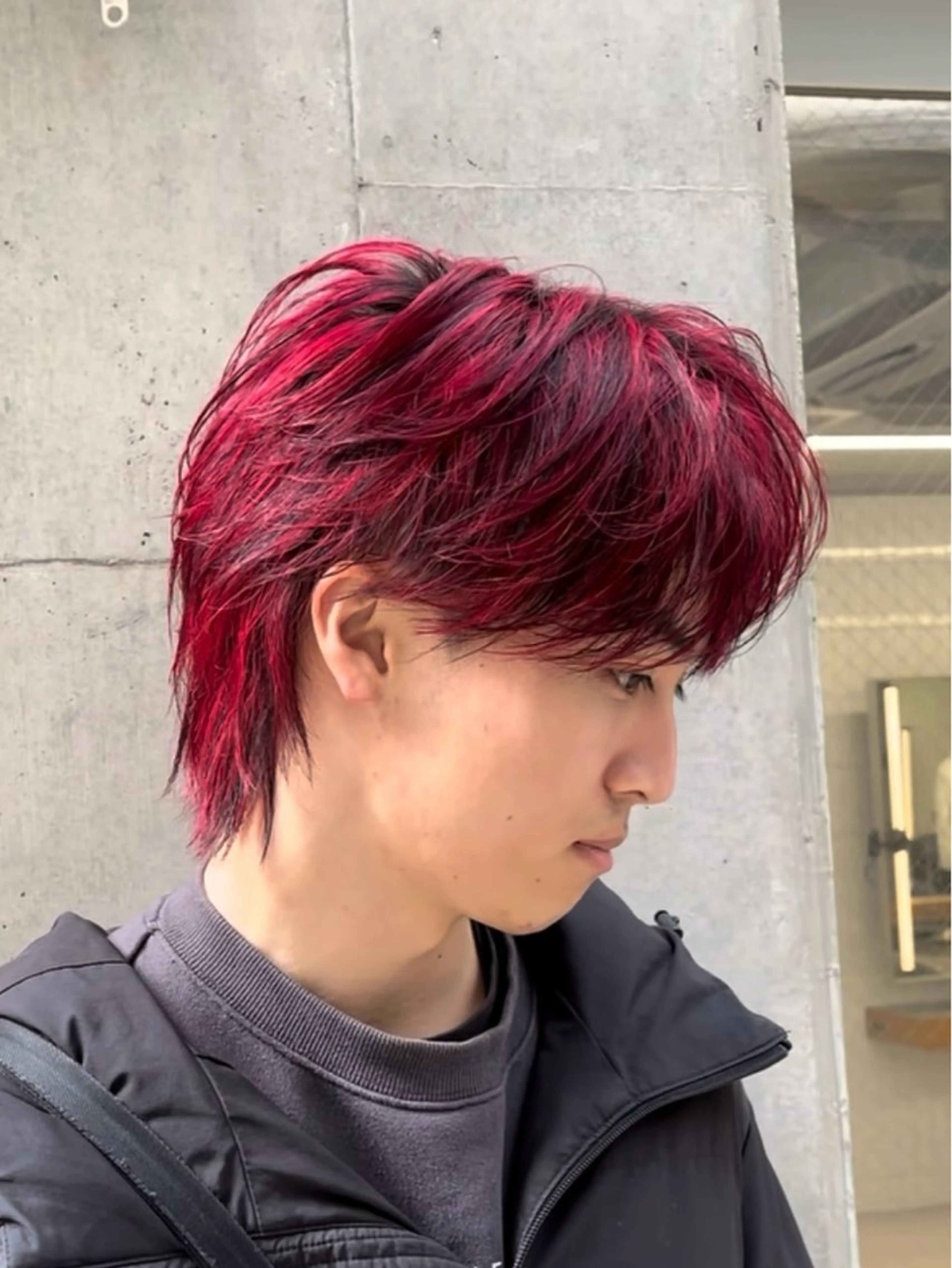 ショート カラー メンズ デザインカラー ブリーチカラー🌈 ウルフカット🐺のヘアスタイル