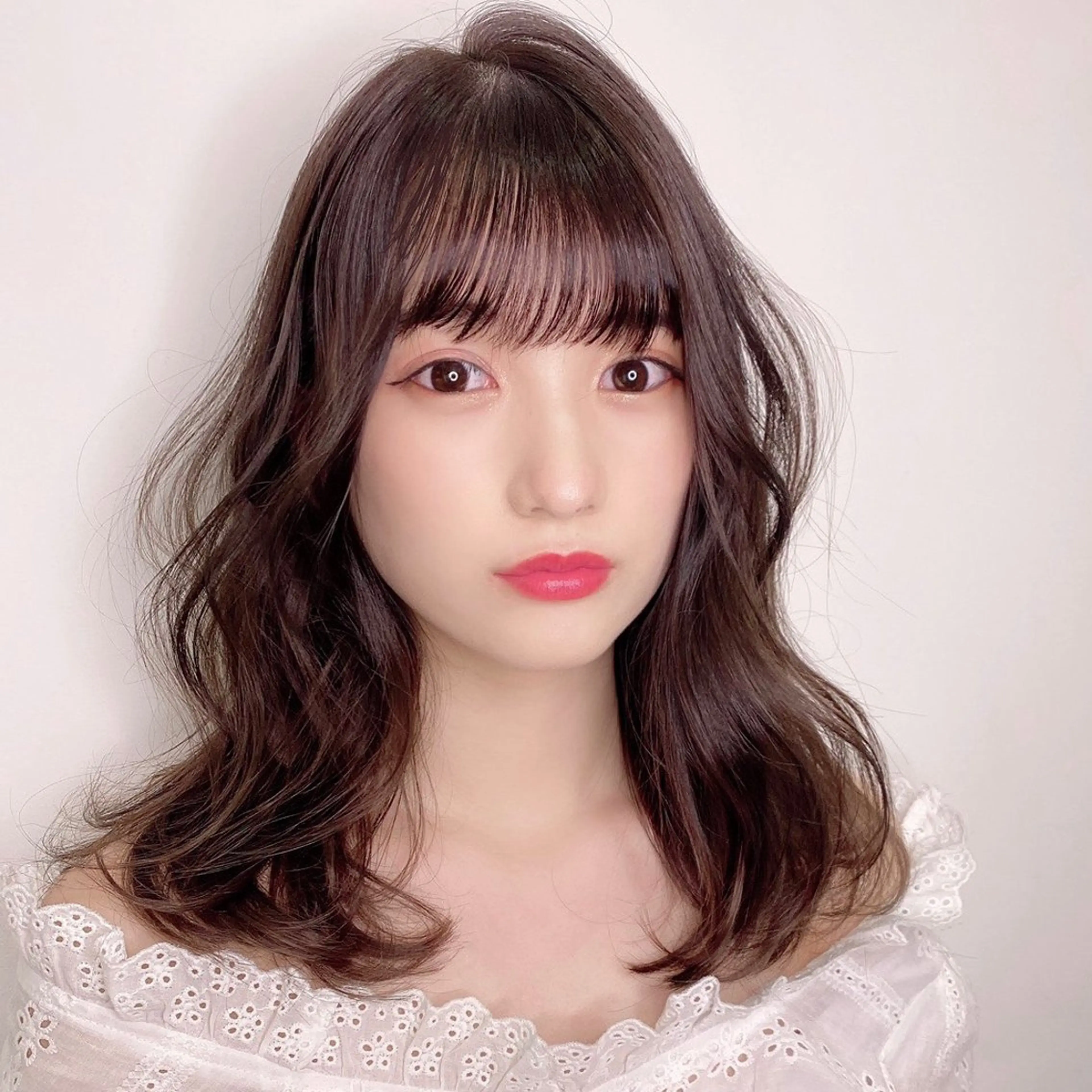 セミロング カラー 髪質改善 トリートメント 韓国/ワンホンヘア 髪質改善/MaCoのヘアスタイル