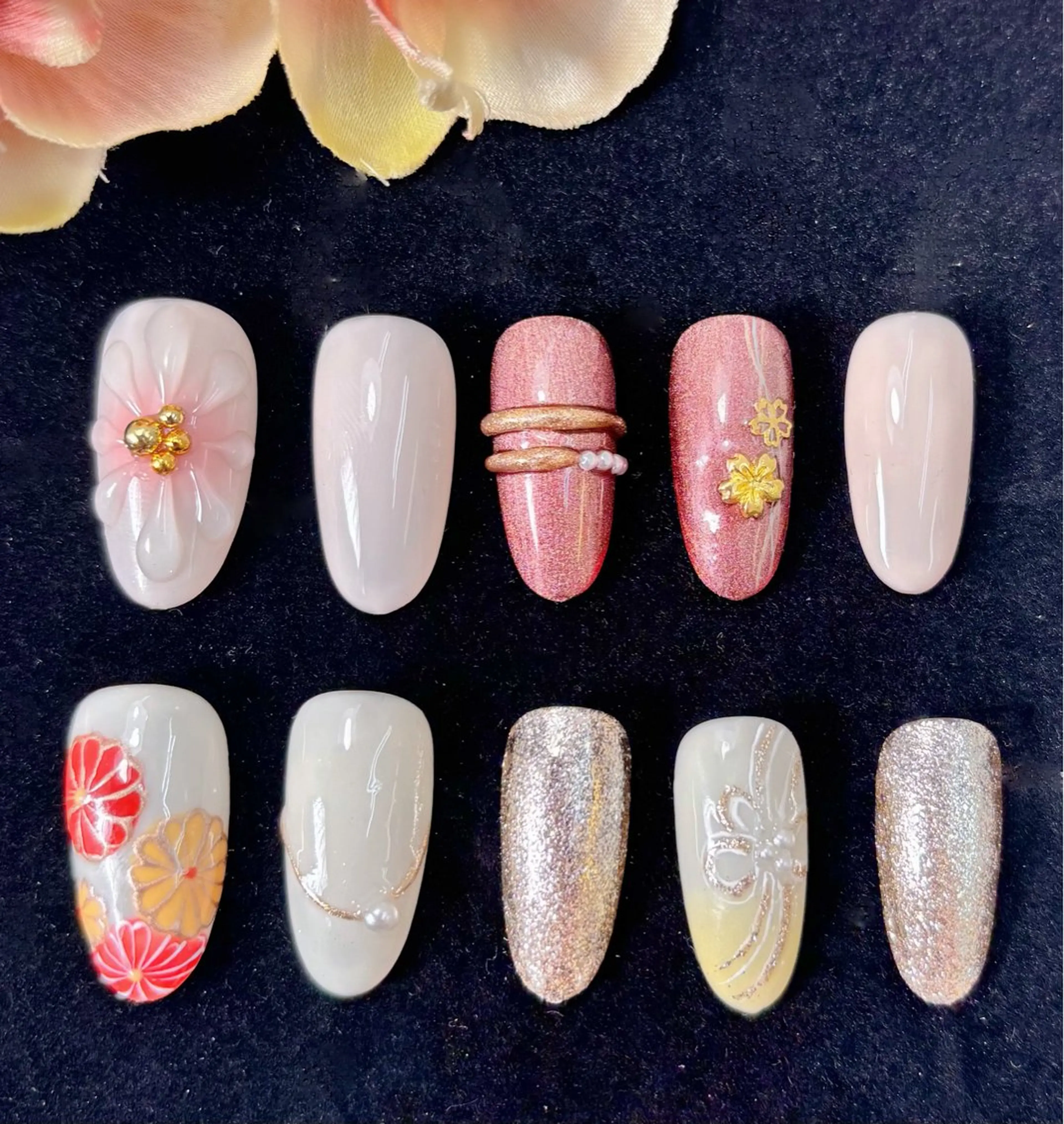 成人式、卒業式ネイル『和柄』（ジェルオフ込み）の写真