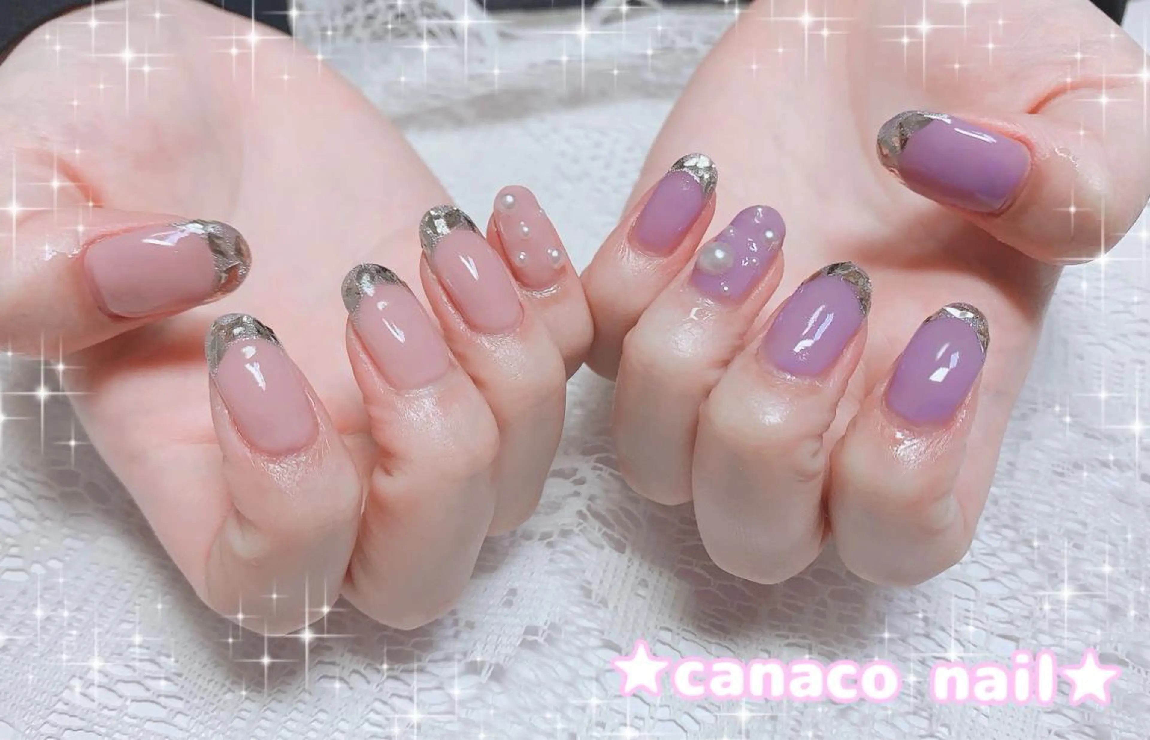 ネイル アートネイル フレンチネイル ジェルネイル ガラスフレンチ パラジェル ハンドネイル ハンドケア Felice所属・ベテランネイル cnc  nailのネイルデザイン