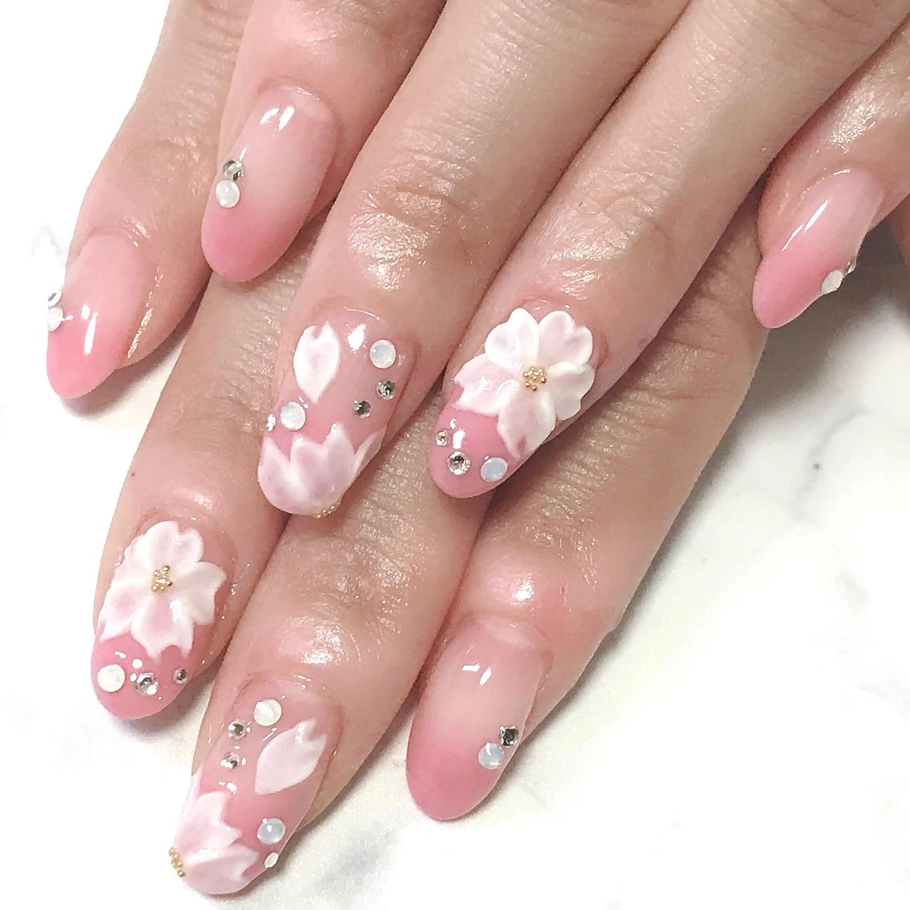 ネイル フラワーネイル ピンク 春ネイル ステラ marikominoのネイルデザイン