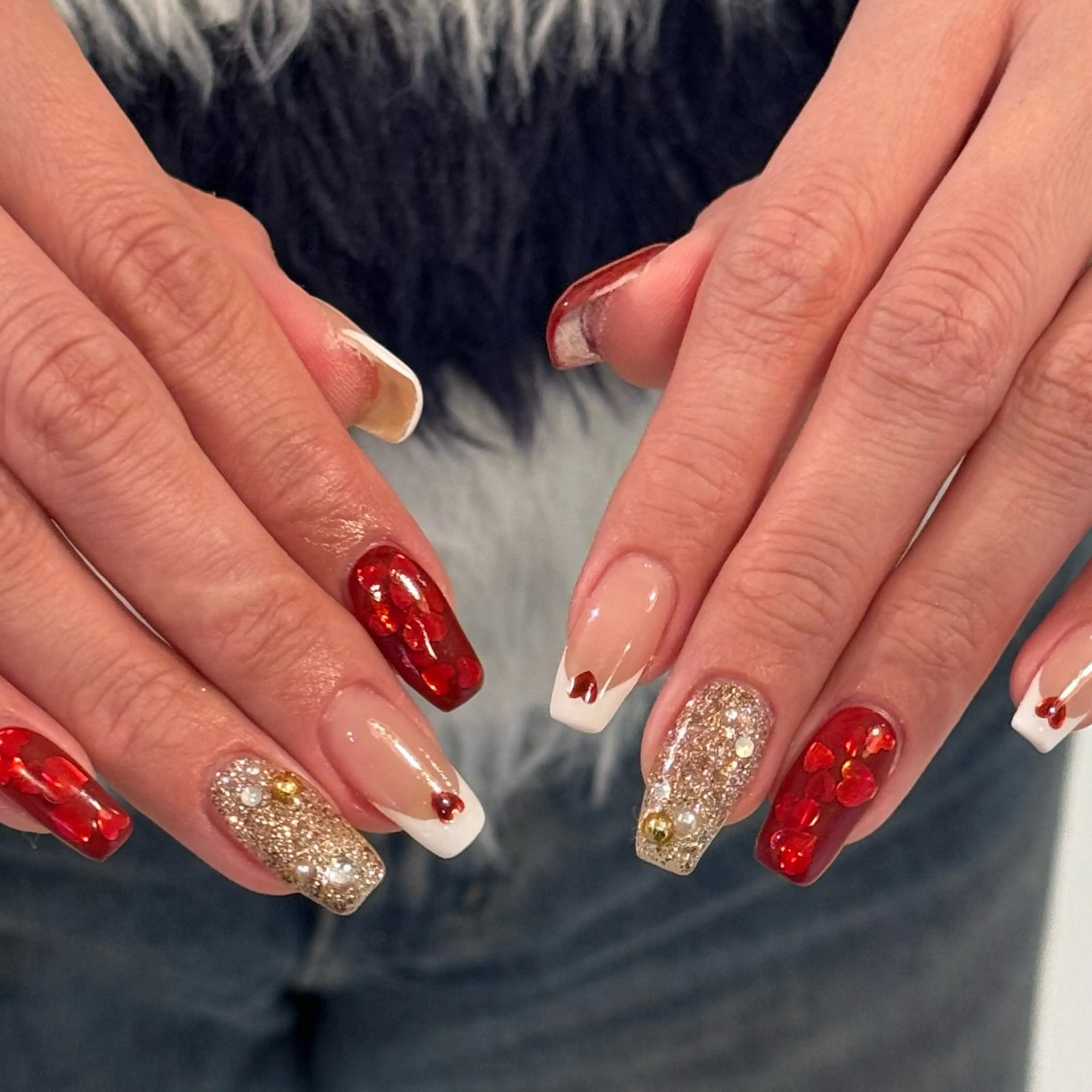 ネイル ハート 持ち込み バレンタイン Yu_me(ユーミー)所属・Yu_me fuukaのネイルデザイン