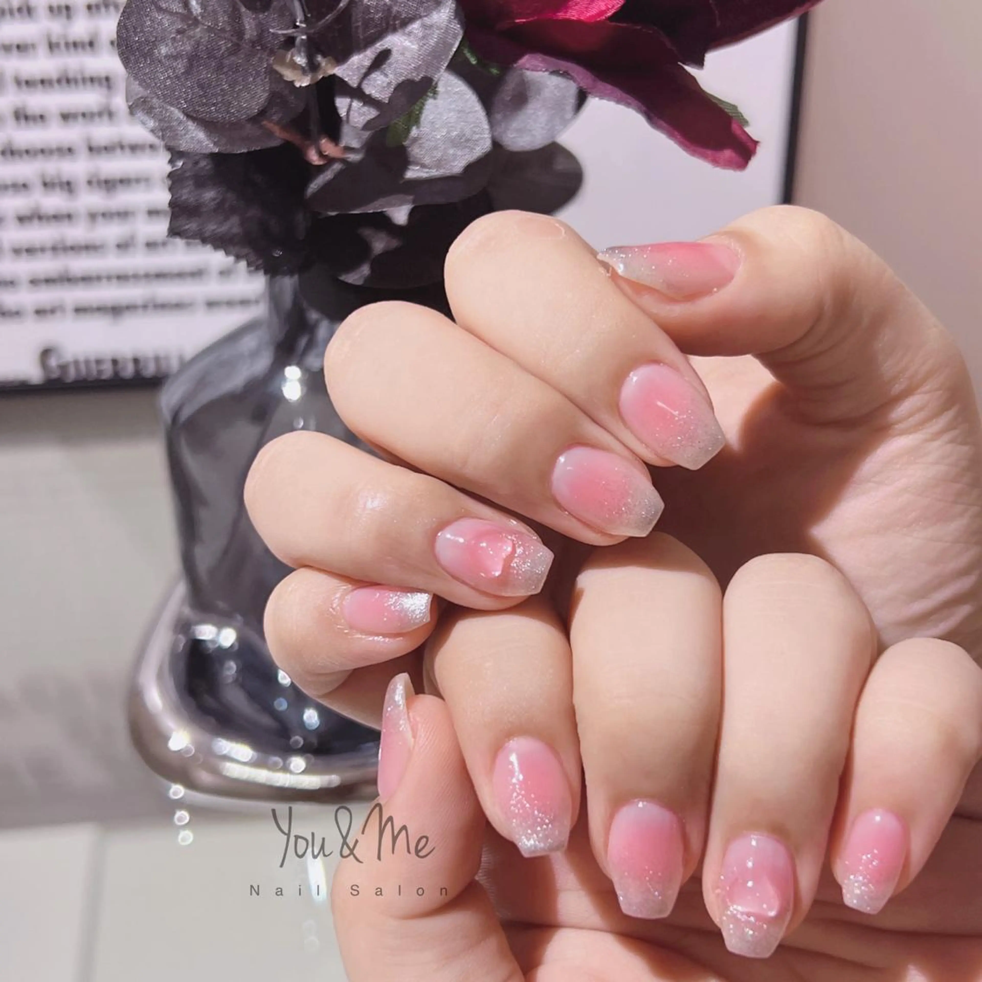 ネイル アートネイル フラッシュネイル フレンチネイル ジェルネイル ガラスフレンチ You&Me Yukiのネイルデザイン